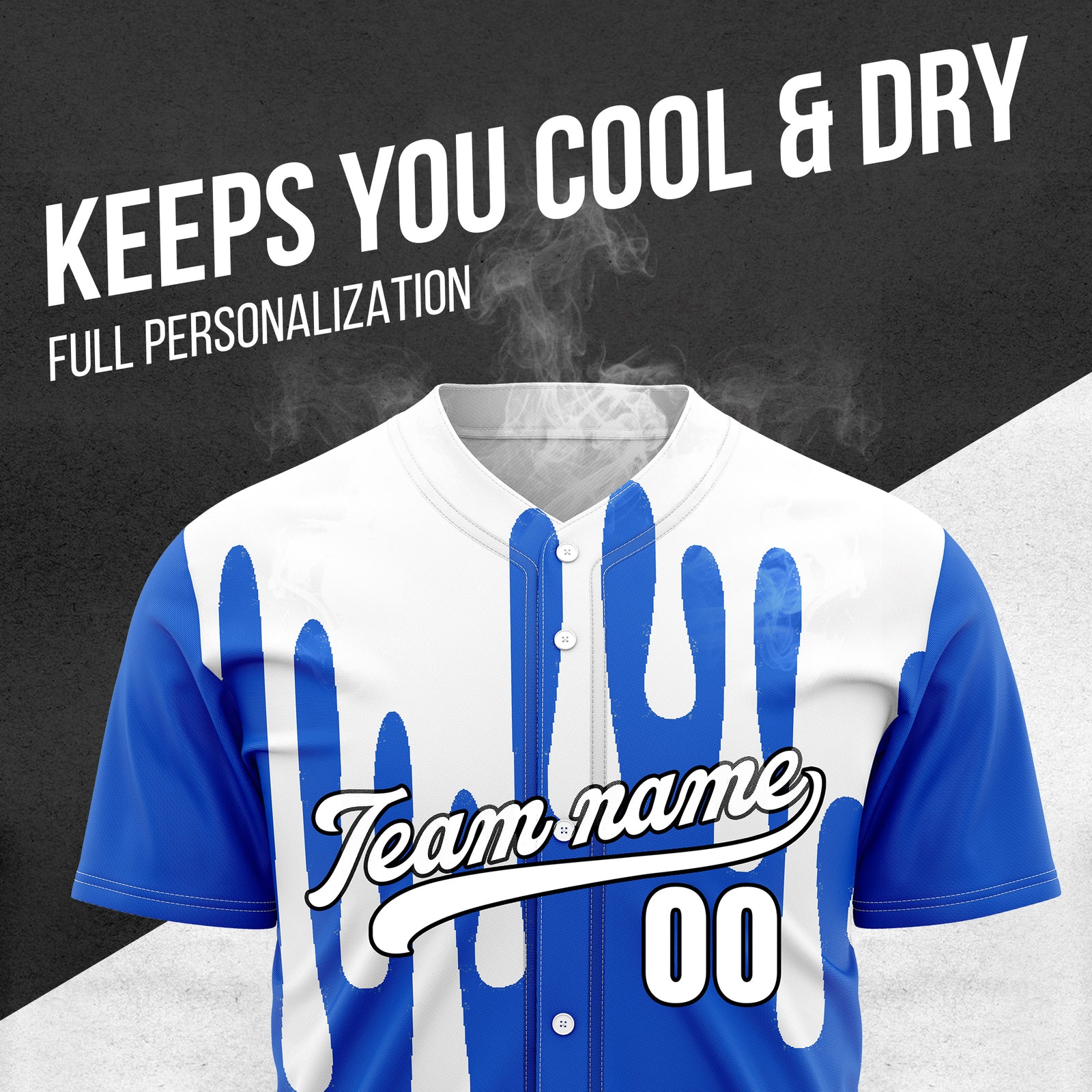 Custom Ink Drip Blue Sports Jersey Personalized Uniform with Name & Number