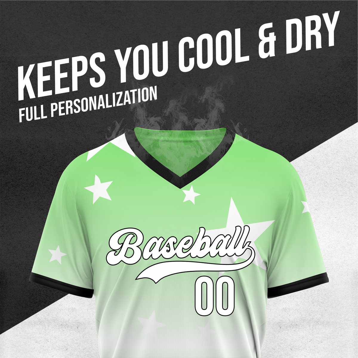 Custom Starfall Gradient Baseball Green Sports Jersey Personalized Uniform with Name & Number