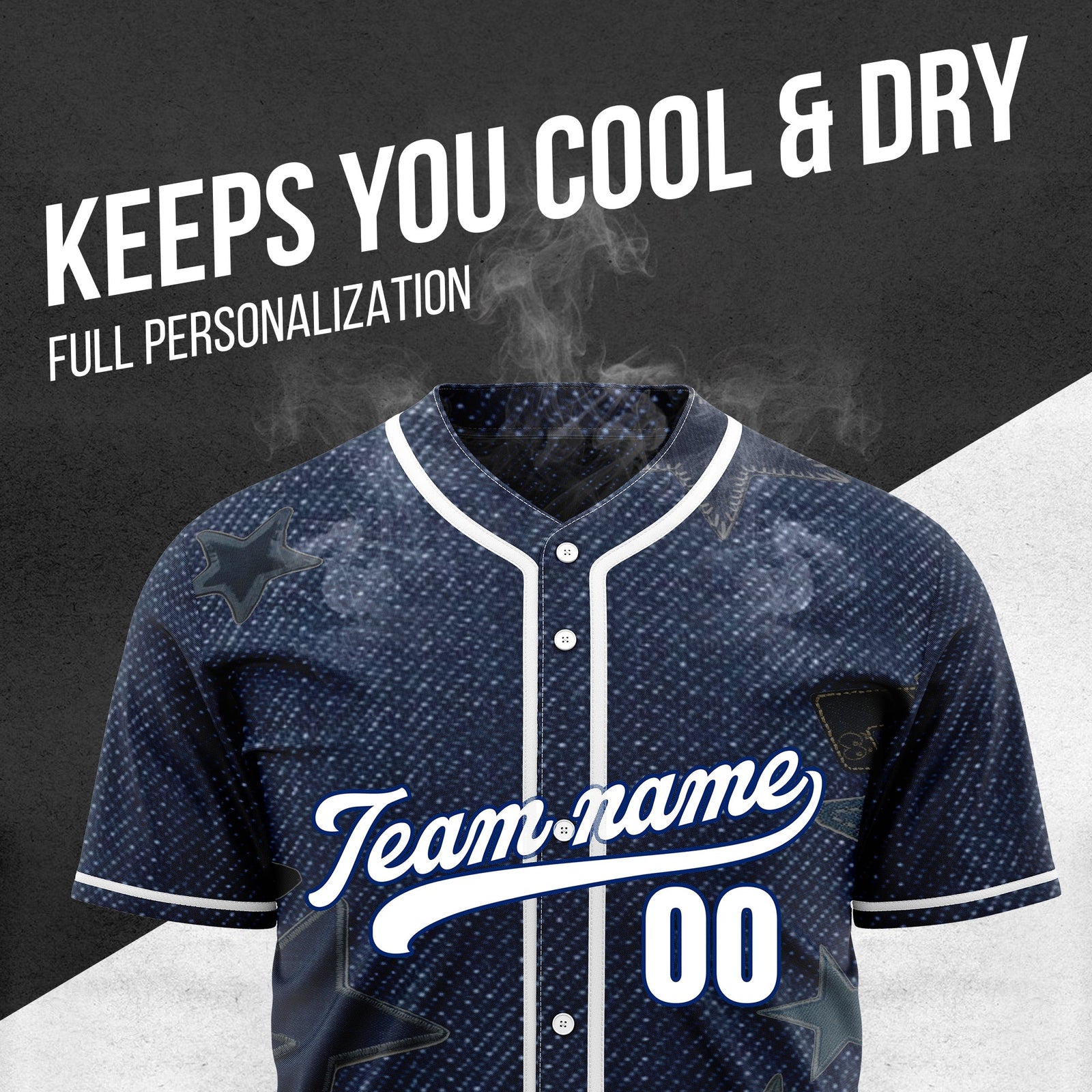 Custom Indigo Classic Denim Baseball Sports Jersey Personalized Uniform with Name & Number