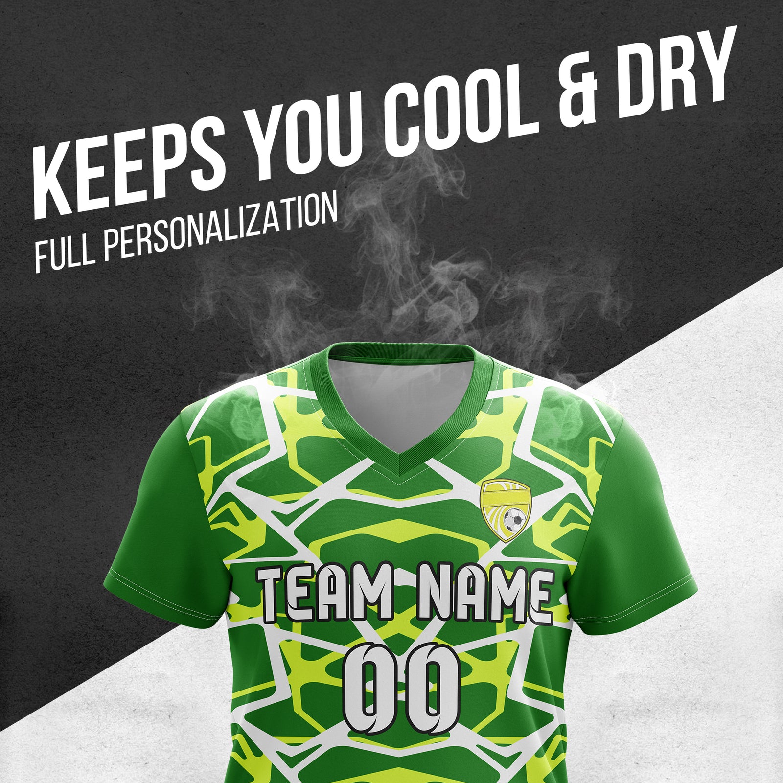 Custom Wild Pulse V-Full Pattern Green  Soccer sport Tops Jersey
