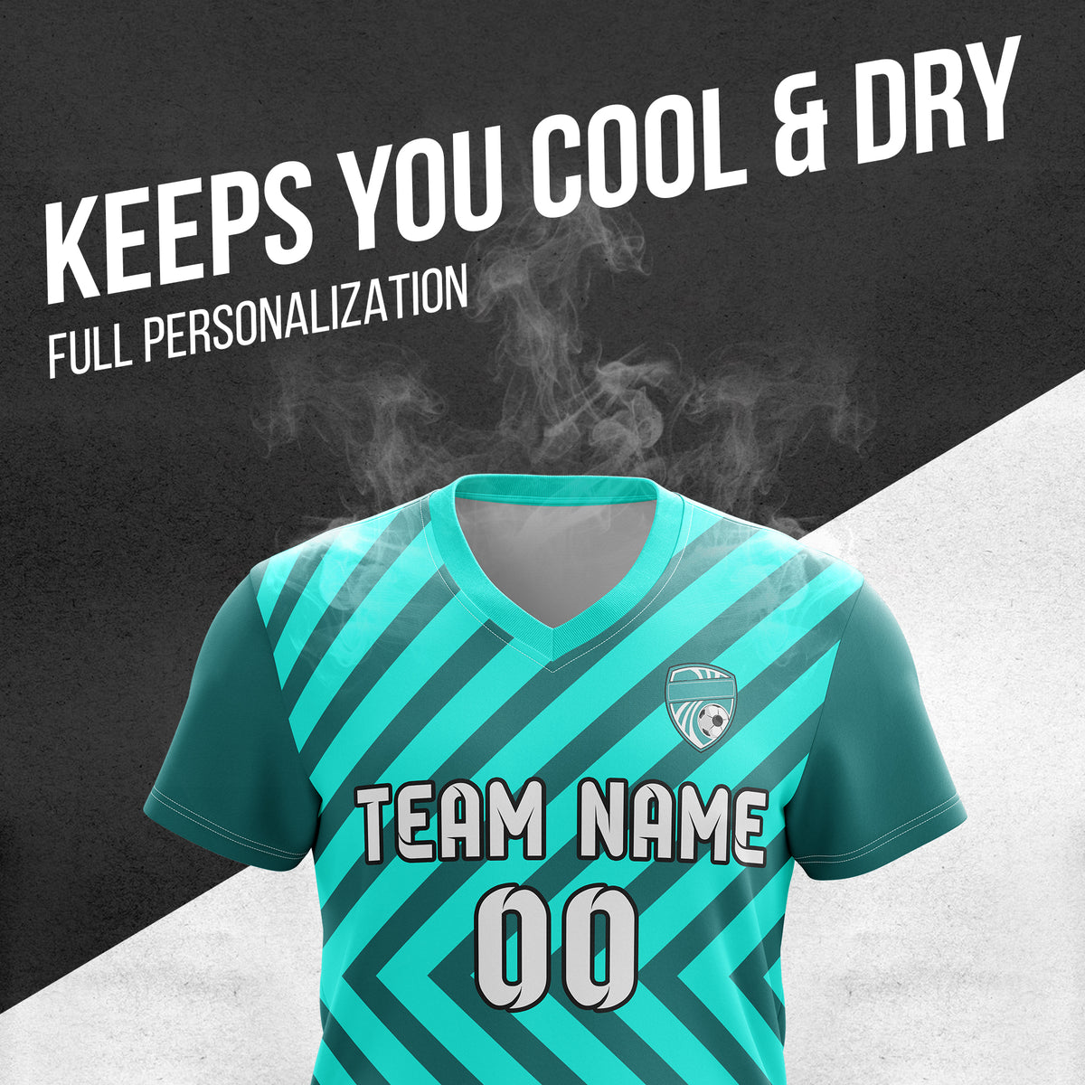 Custom Swift Stripe V-Neck Aqua Soccer sport Tops Jersey