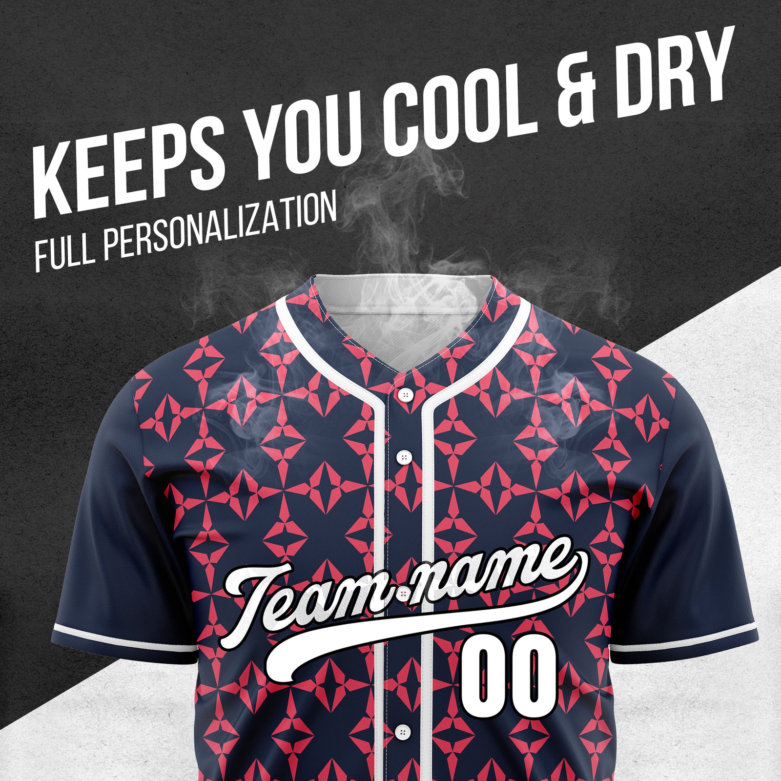 Custom Rhombic Navy Baseball Sports Jersey Personalized Uniform with Name & Number