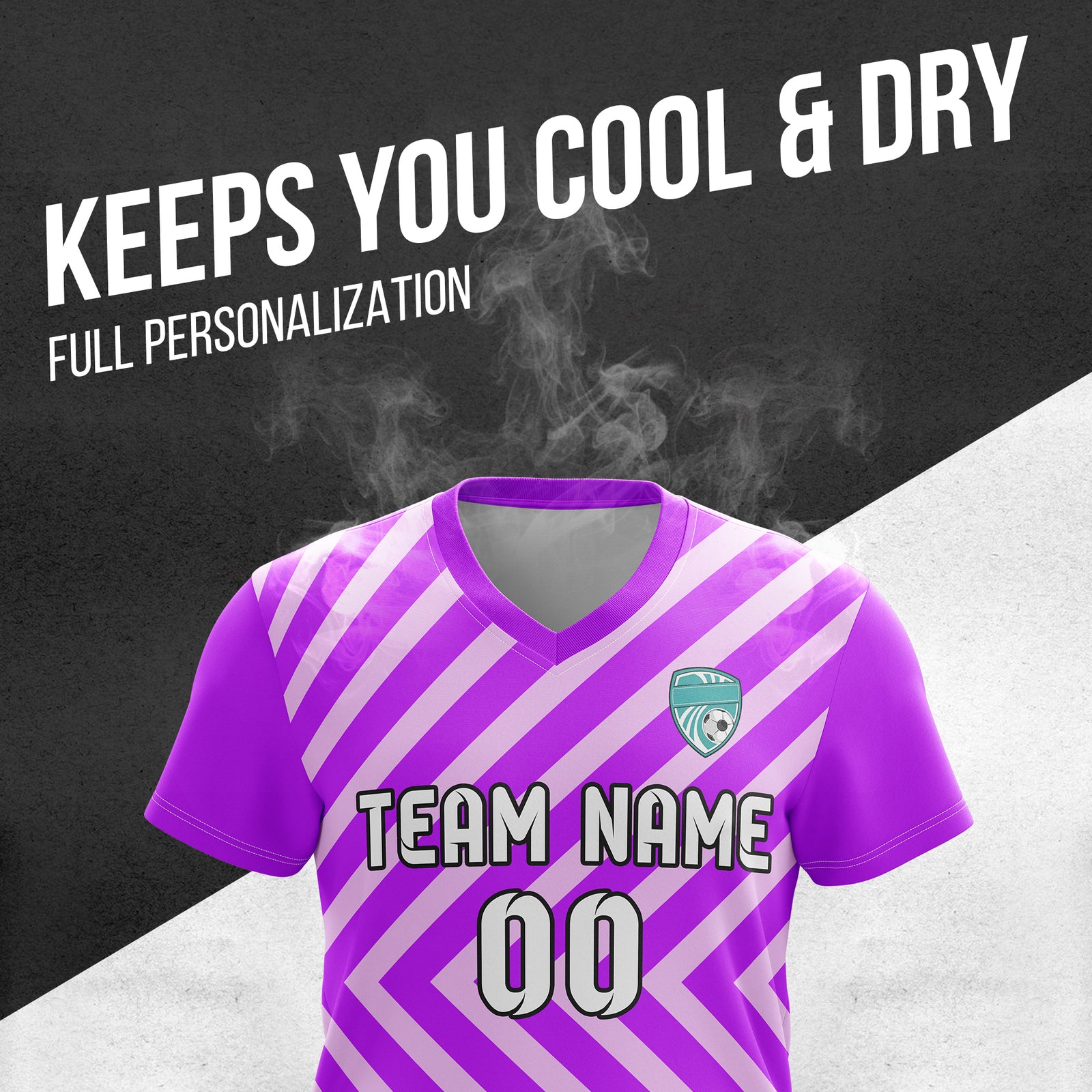 Custom Swift Stripe V-Neck Purple Soccer sport Tops Jersey