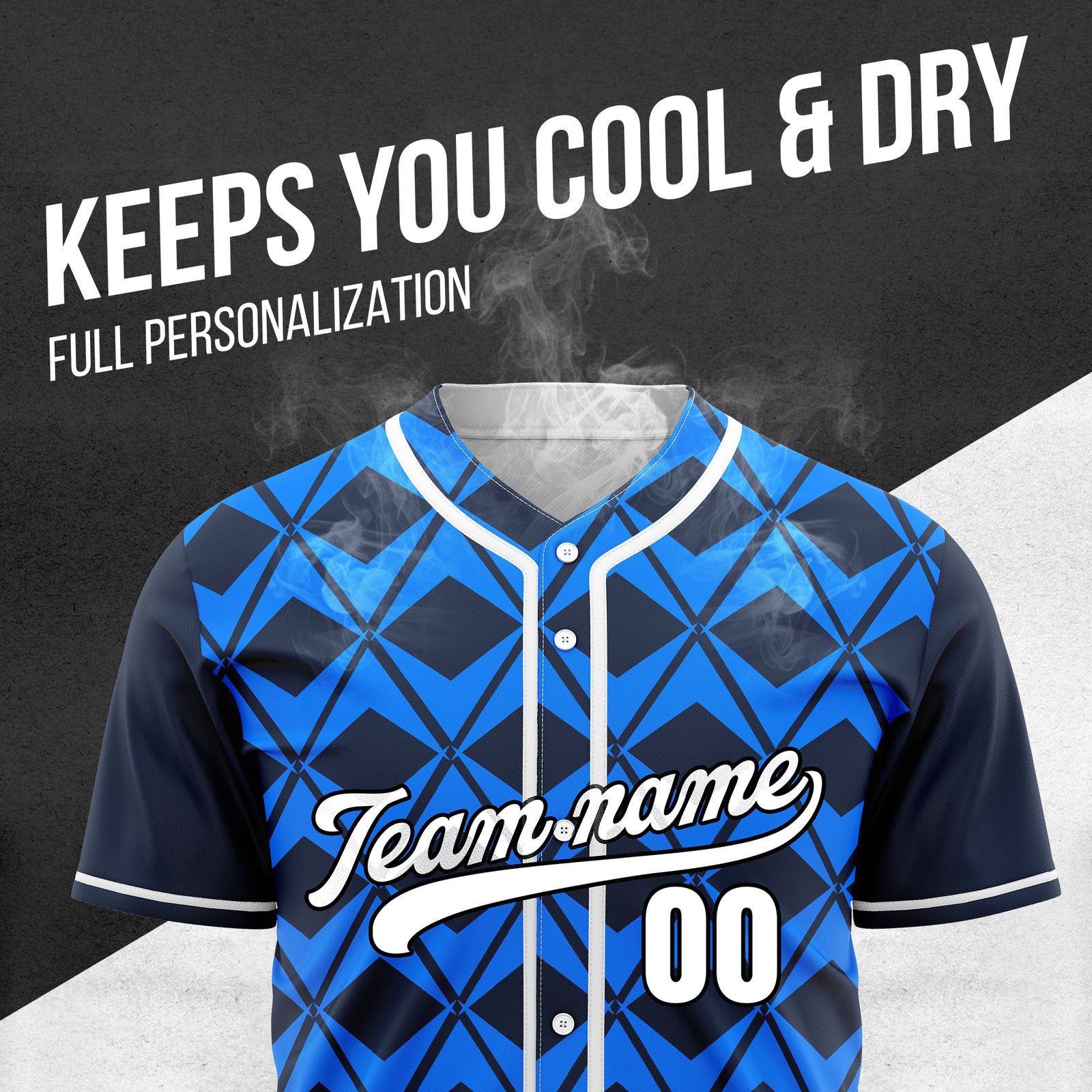 Custom Rhombus Blaze Navy Baseball Sports Jersey Personalized Uniform with Name & Number