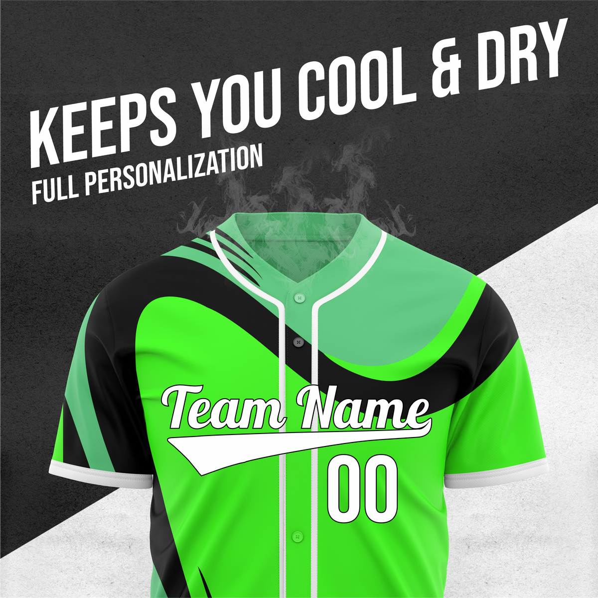 Custom Heritage Flow Baseball Neon Green Sports Jersey Personalized Uniform with Name & Number