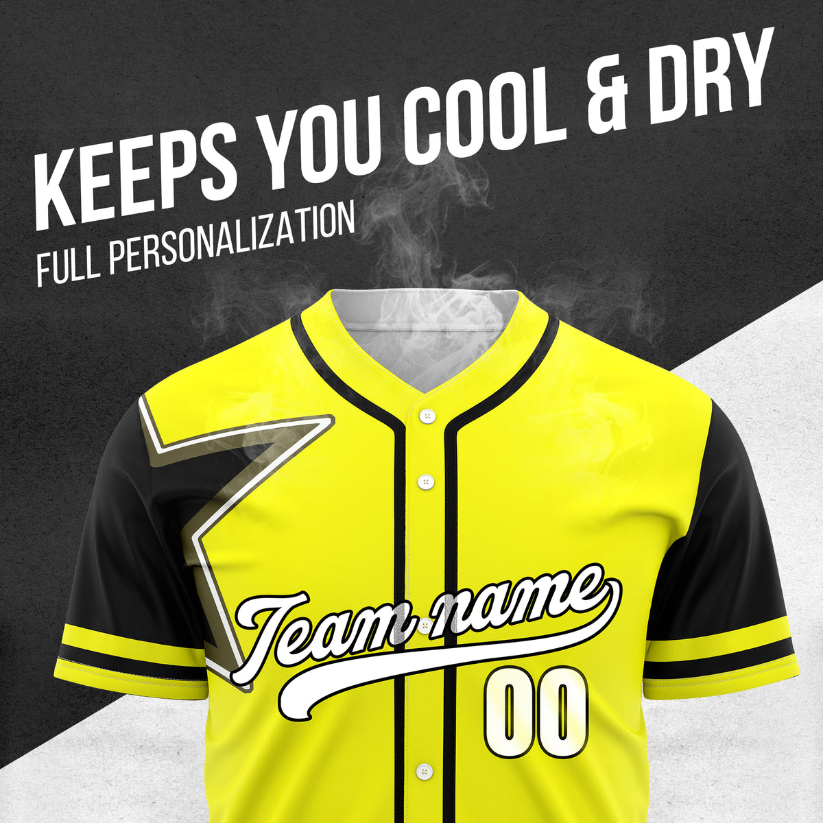 Custom Star Classic Baseball Yellow Sports Jersey Personalized Uniform with Name & Number