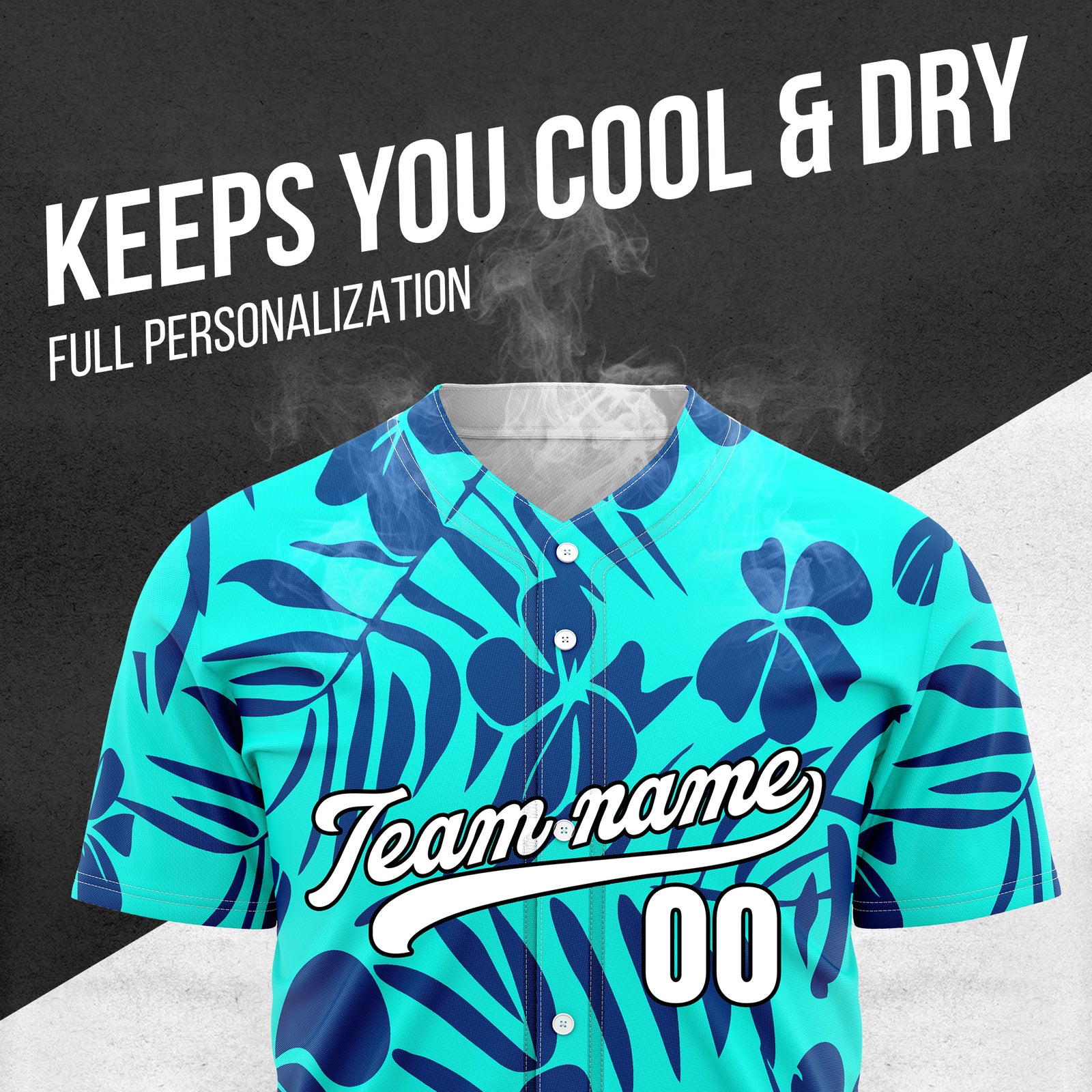Custom Hawaiian Aqua Baseball Sports Jersey Personalized Uniform with Name & Number