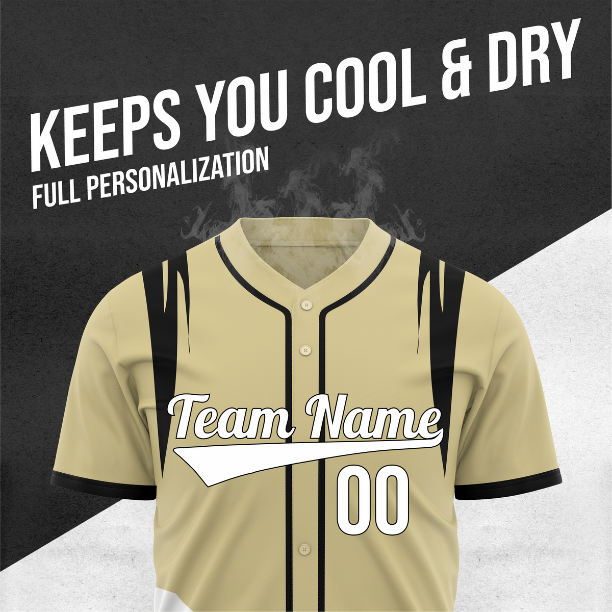 Custom Curve Edge Baseball Khaki Sports Jersey Personalized Uniform with Name & Number