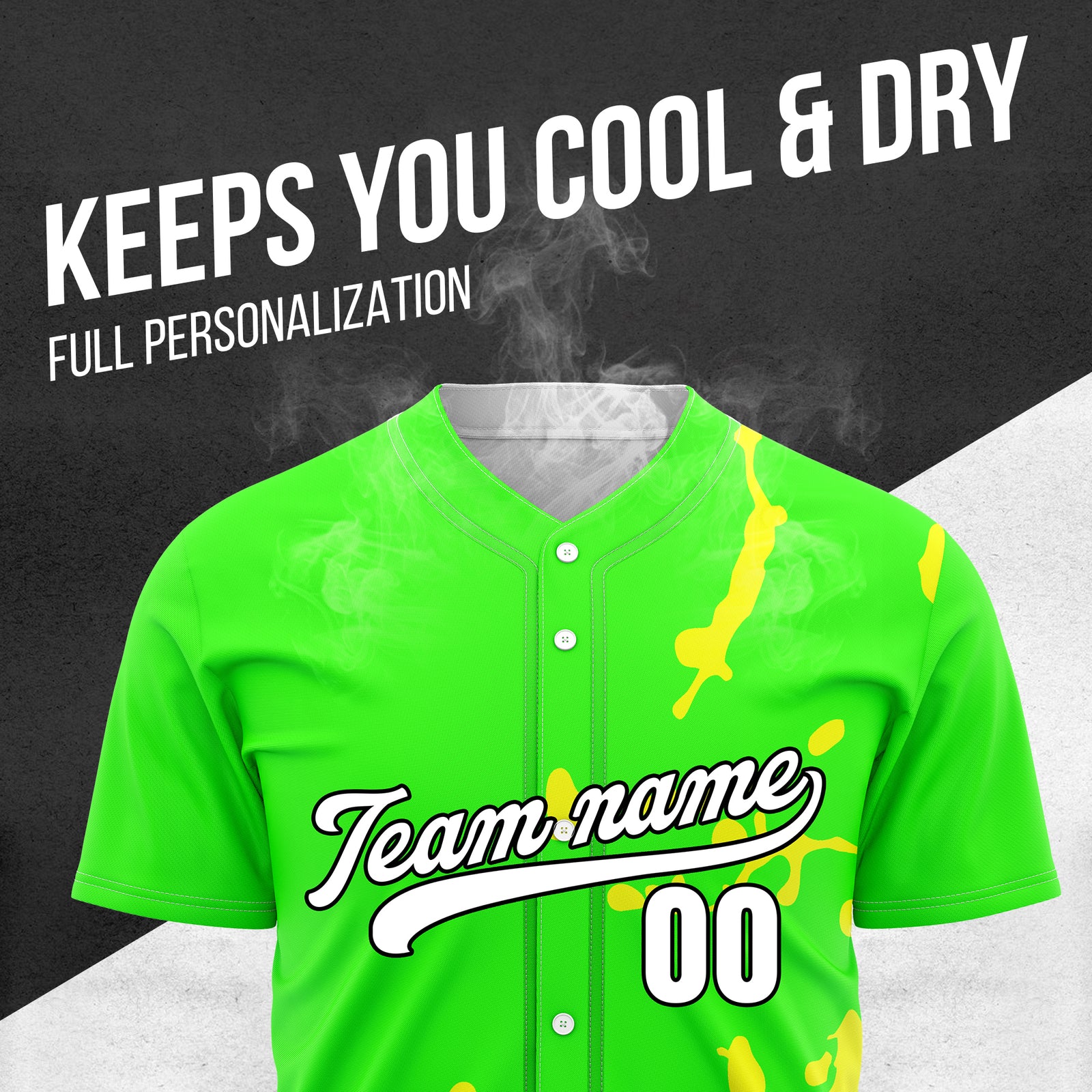 Custom Ink Paint Pop Neon Green Sports Jersey Personalized Uniform with Name & Number