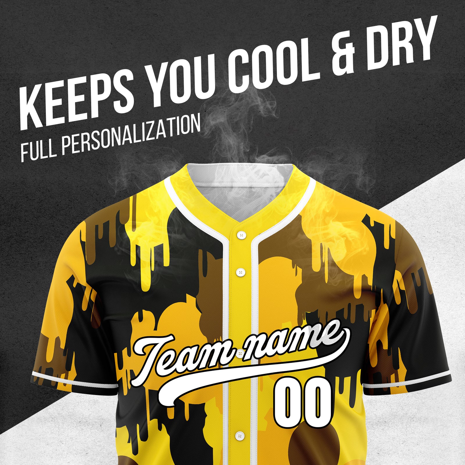 Custom Paint Hustlers Yellow Baseball Sports Jersey Personalized Uniform with Name & Number