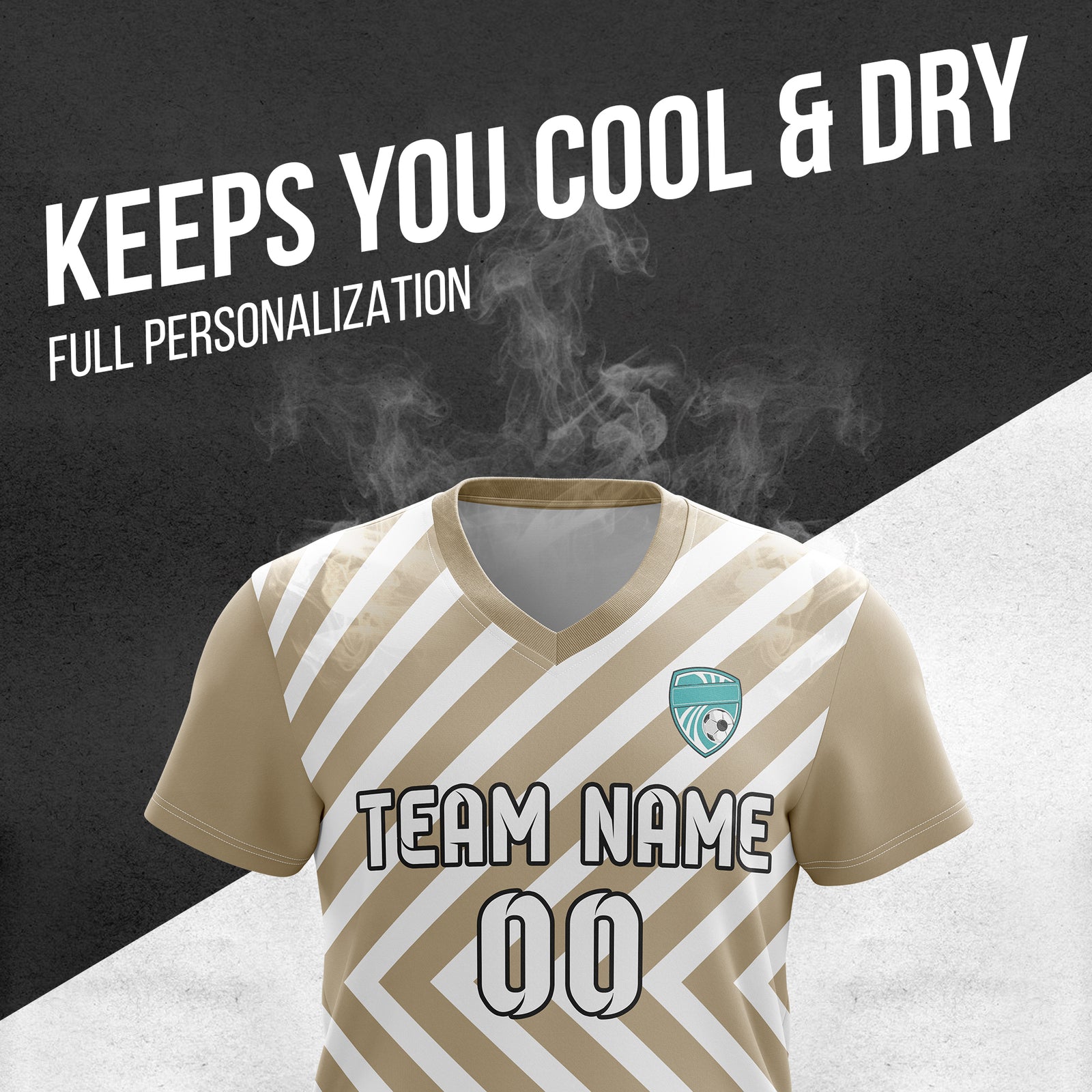 Custom Swift Stripe V-Neck khaki Soccer sport Tops Jersey