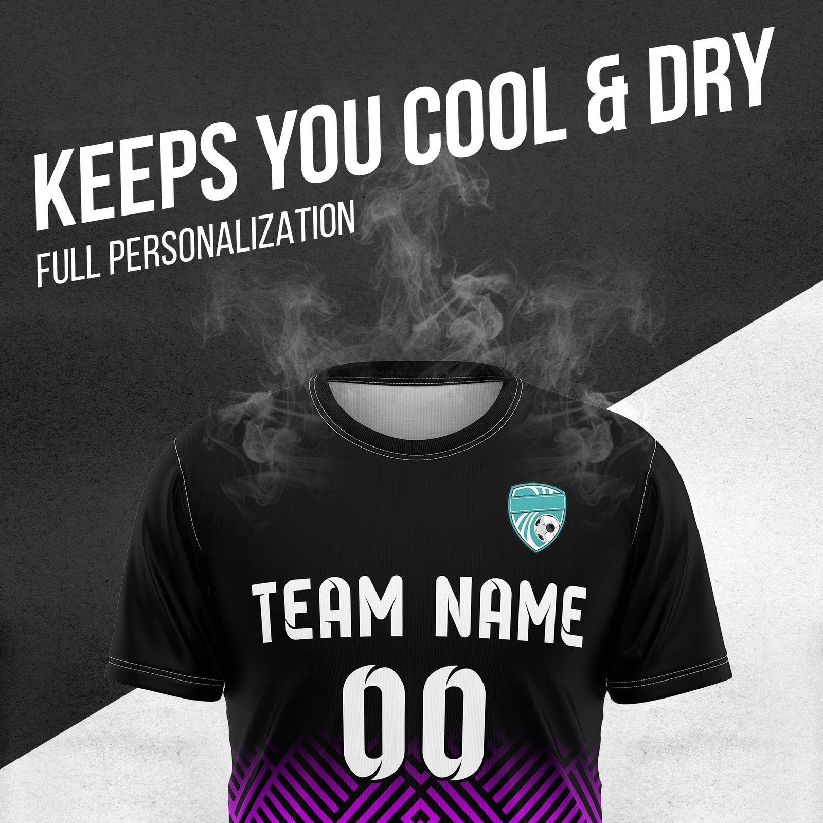 Custom Shadow Line R Side Pattern Soccer Black Sport Tops Jersey