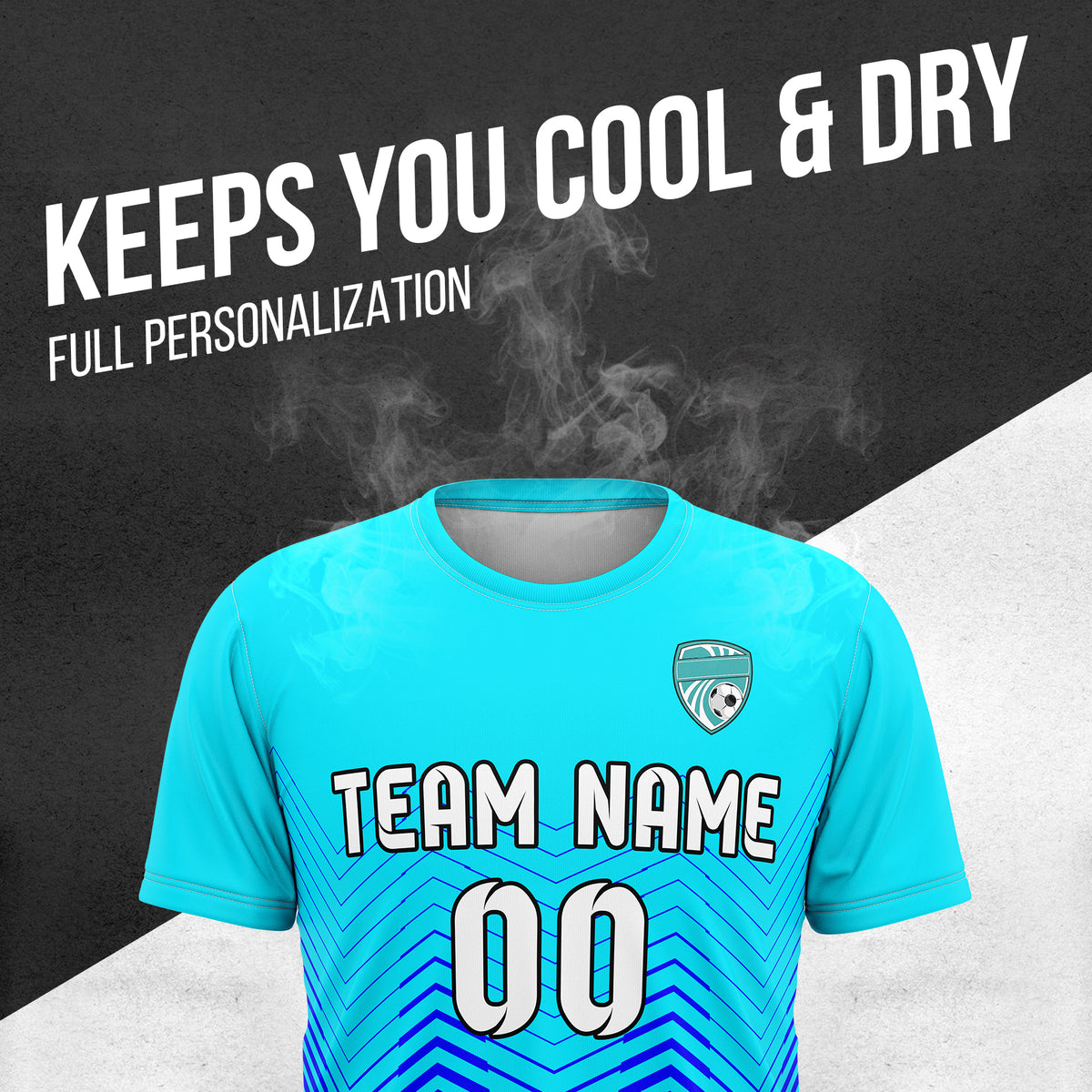Custom Apex Strike R Side Pattern Aqua Soccer sport Tops Jersey