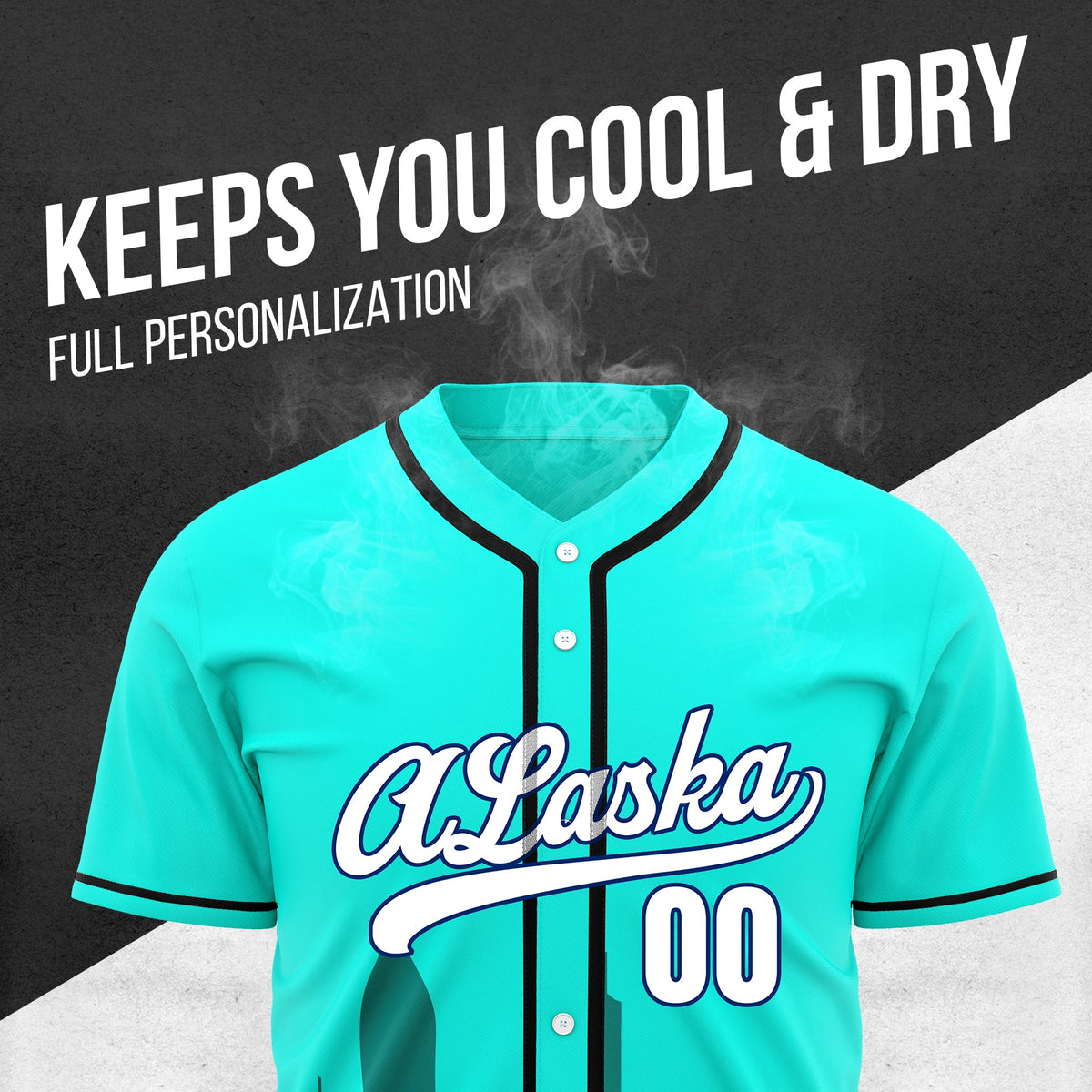 Custom City Horizon Aqua Baseball Sports Jersey Personalized Uniform with Name & Number