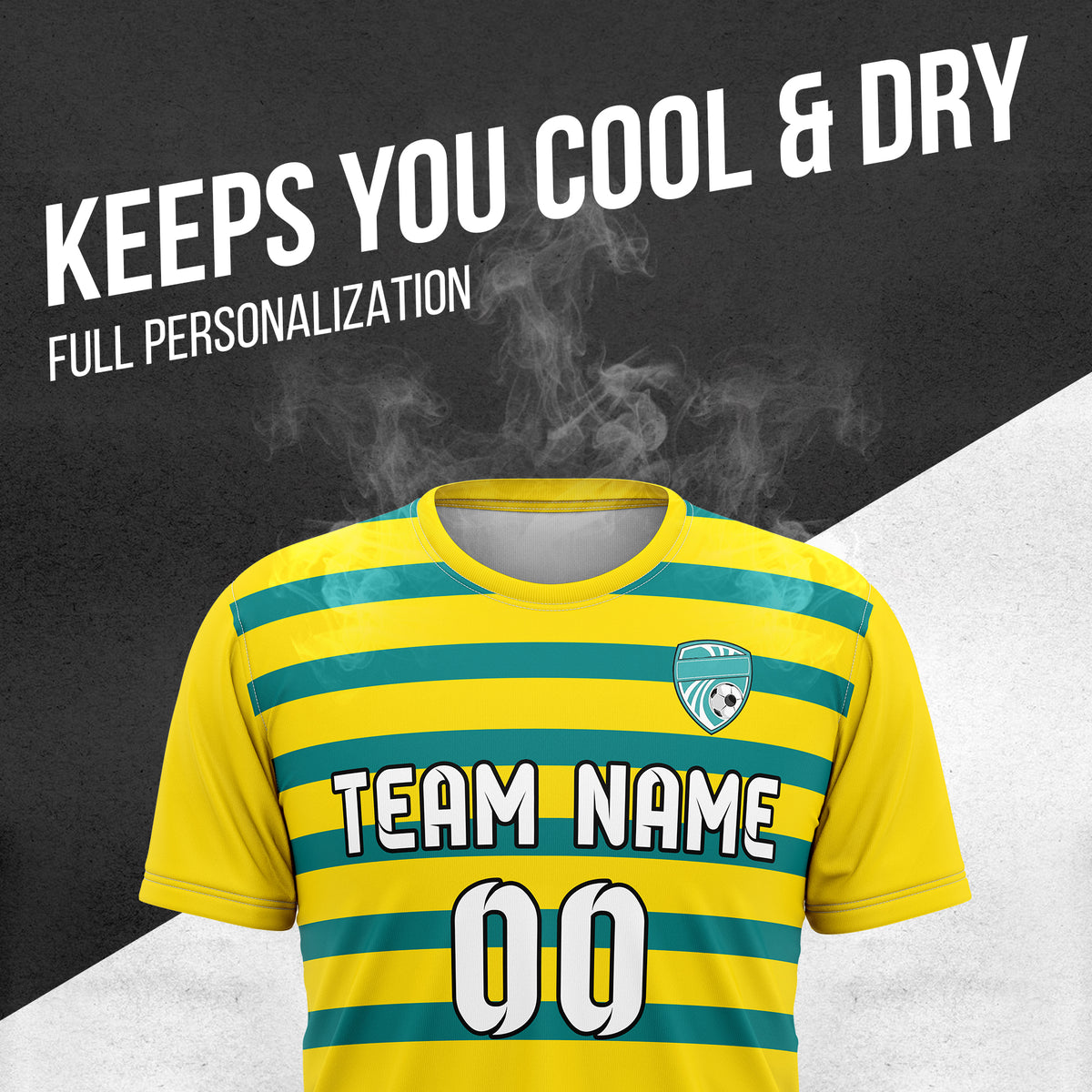 Custom Royal Stripe Yellow Soccer sport Tops Jersey