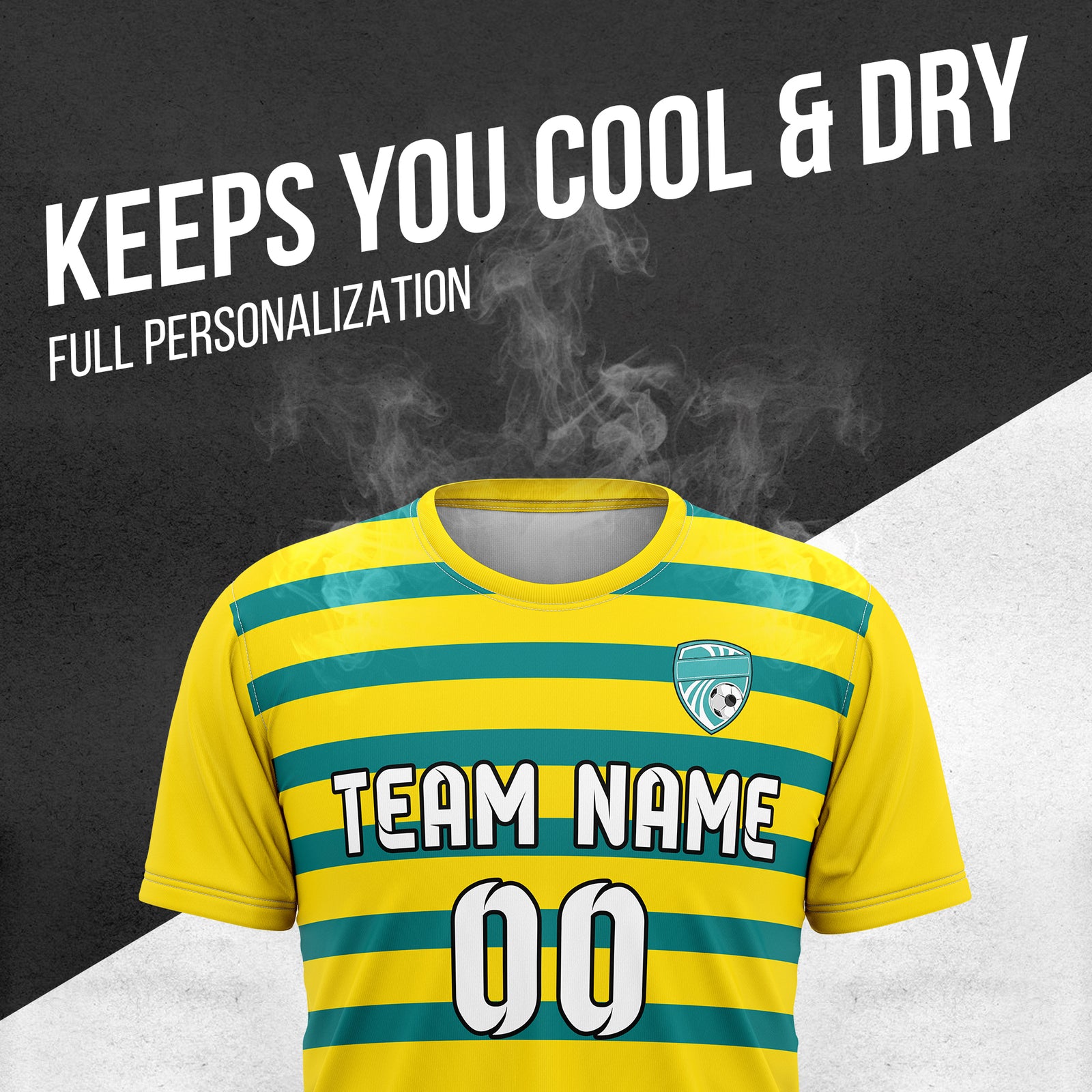 Custom Royal Stripe Yellow Soccer sport Tops Jersey