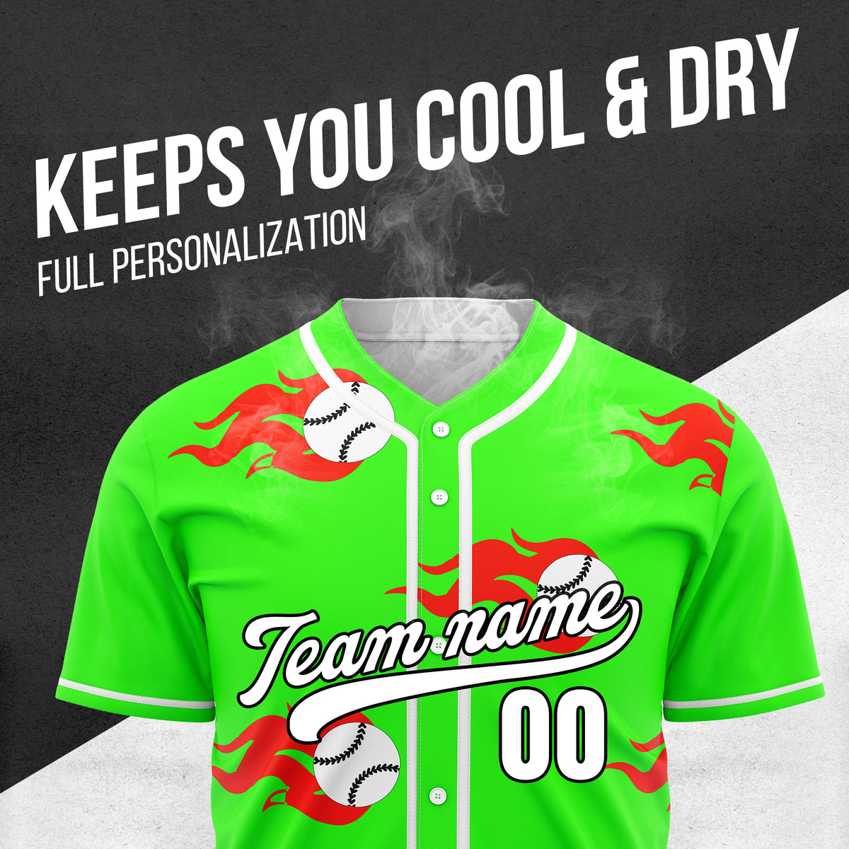 Custom Fireballers Neon Green Baseball Sports Jersey Personalized Uniform with Name & Number
