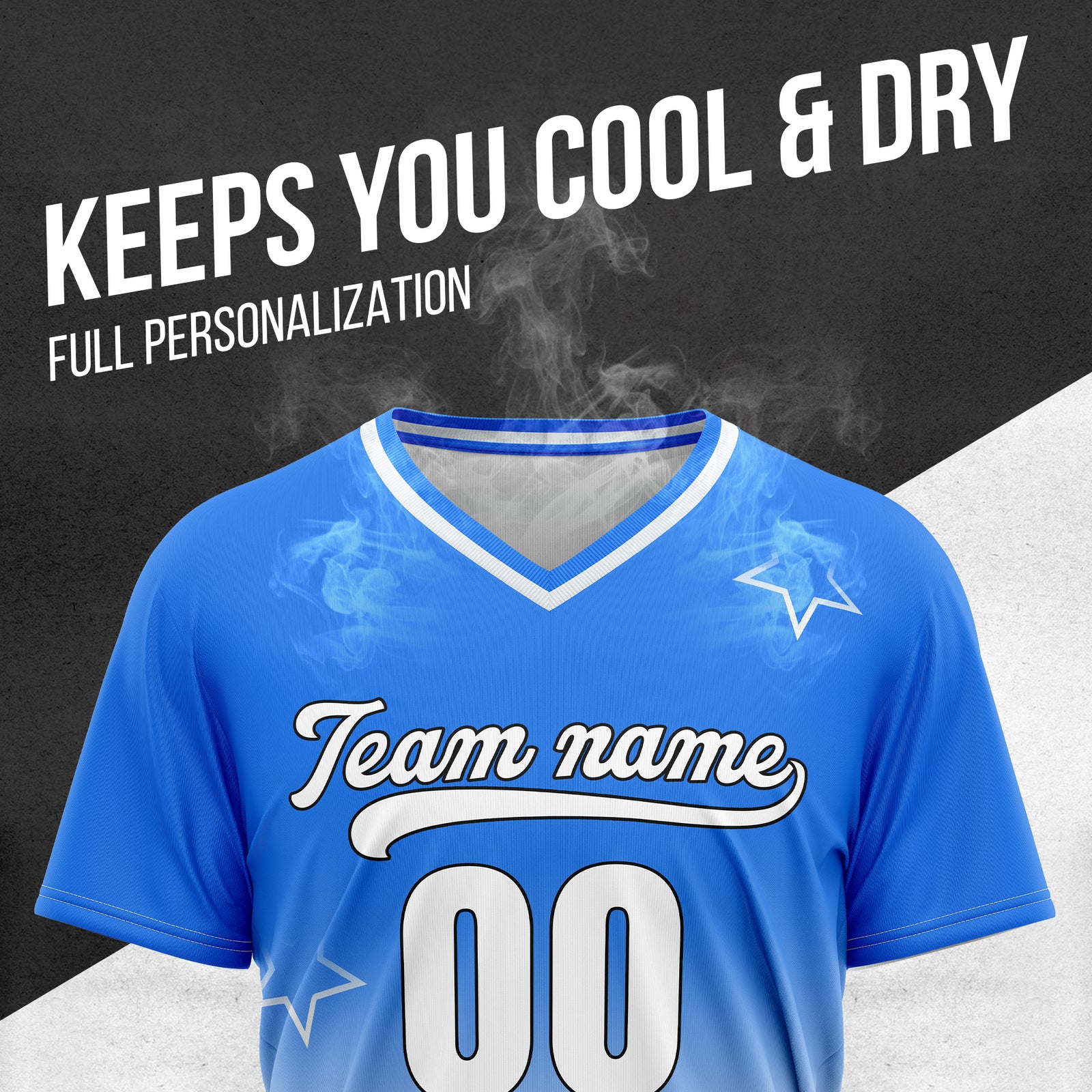 Custom Star Gradient Baseball Blue Sports Jersey Personalized Uniform with Name & Number