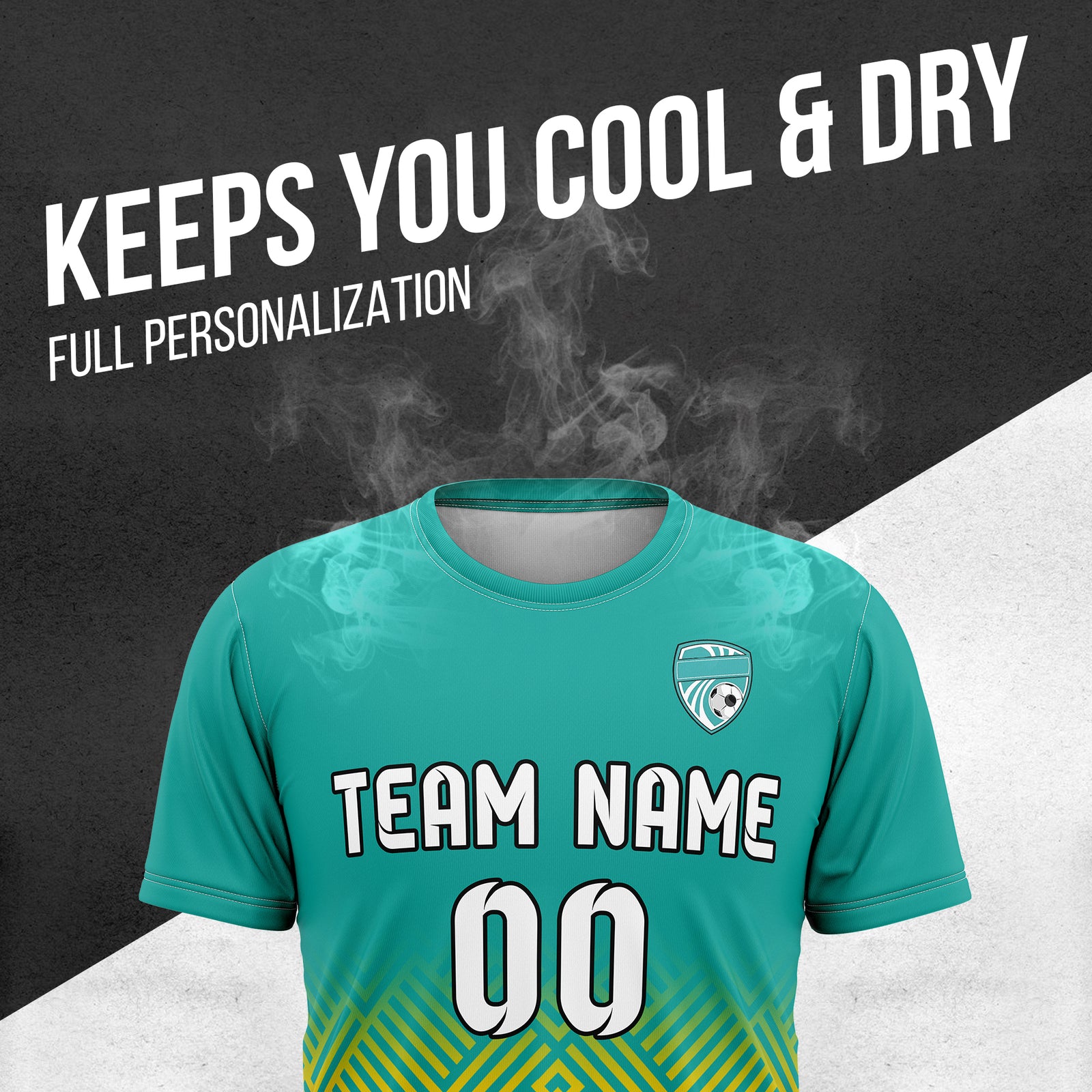 Custom Shadow Line R Side Pattern Soccer Teal Sport Tops Jersey