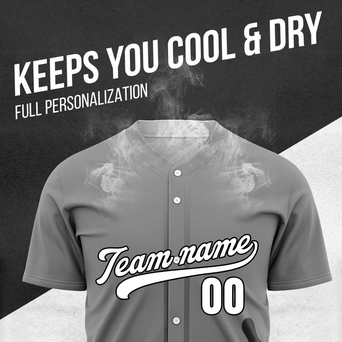 Custom Wave Grey Baseball Sport Jersey Personalized Uniform with Name & Number