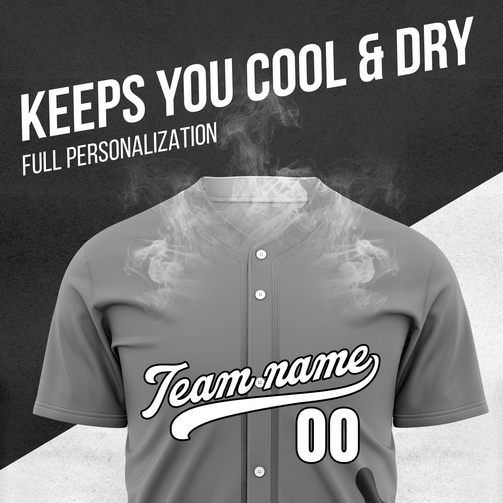 Custom Wave Grey Baseball Sport Jersey Personalized Uniform with Name & Number