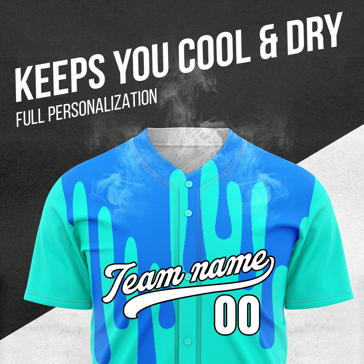 Custom Ink Drip Aqua Sports Jersey Personalized Uniform with Name & Number