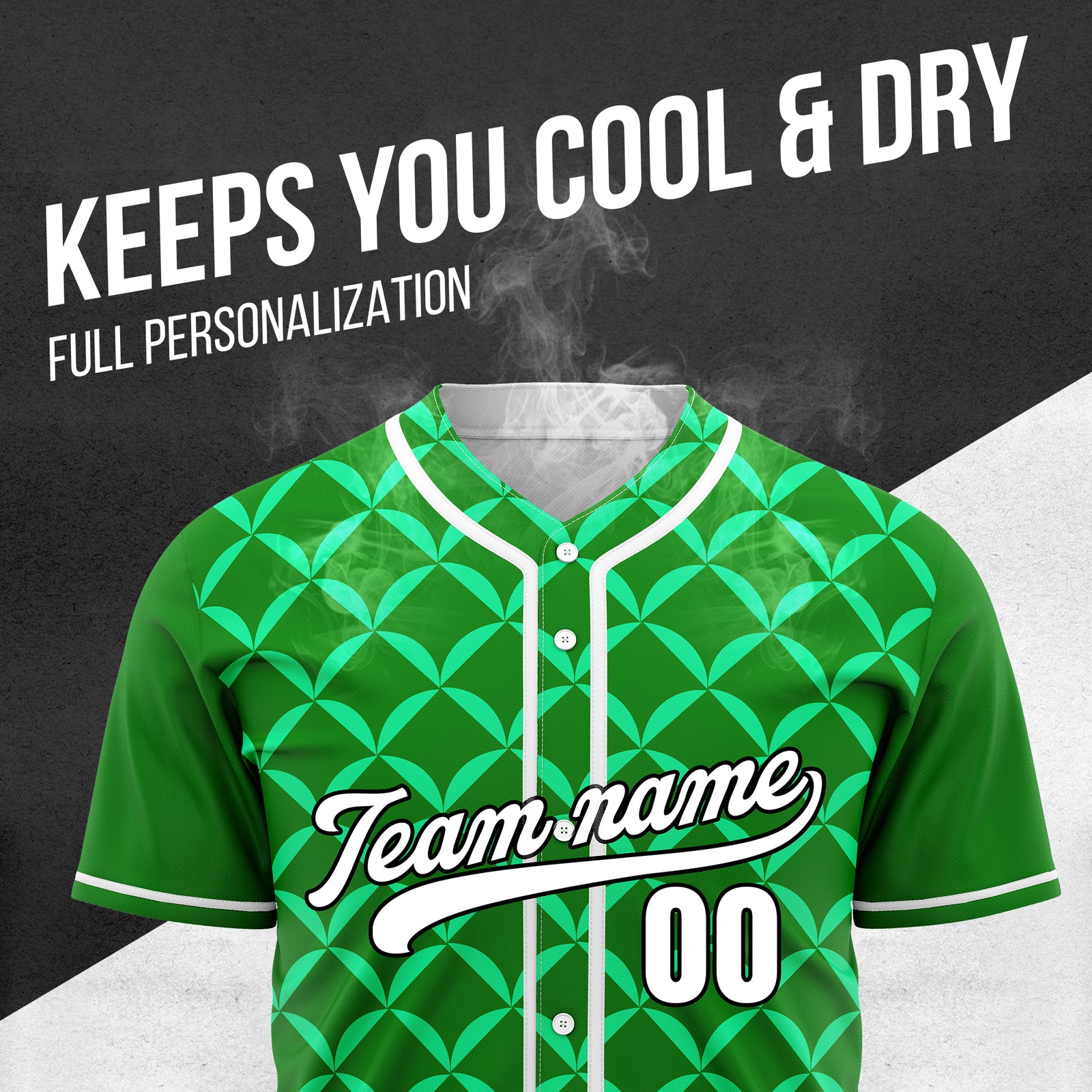 Custom Vertex Vibe Green Baseball Sports Jersey Personalized Uniform with Name & Number