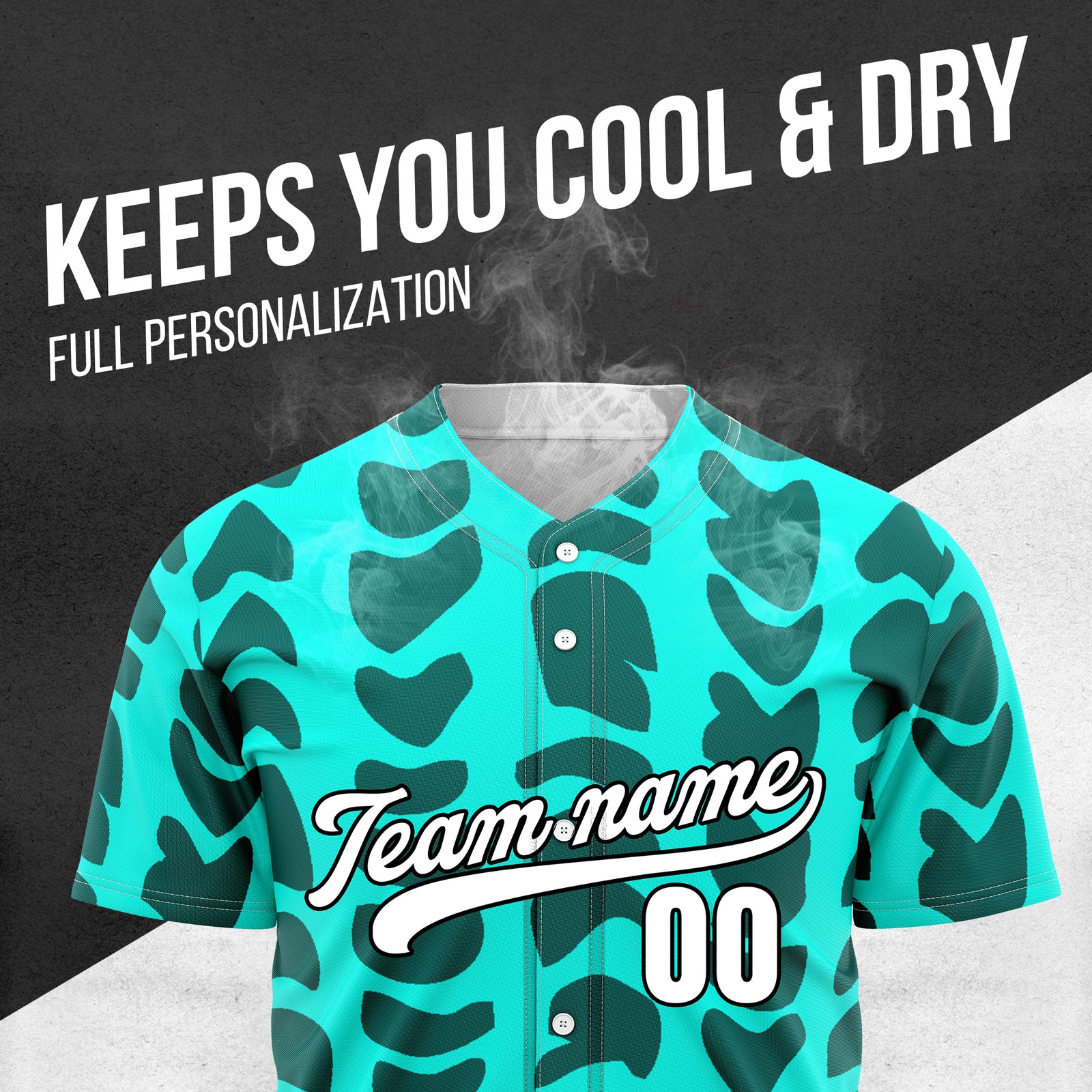Custom Hawaii Waves Aqua Baseball Sports Jersey Personalized Uniform with Name & Number