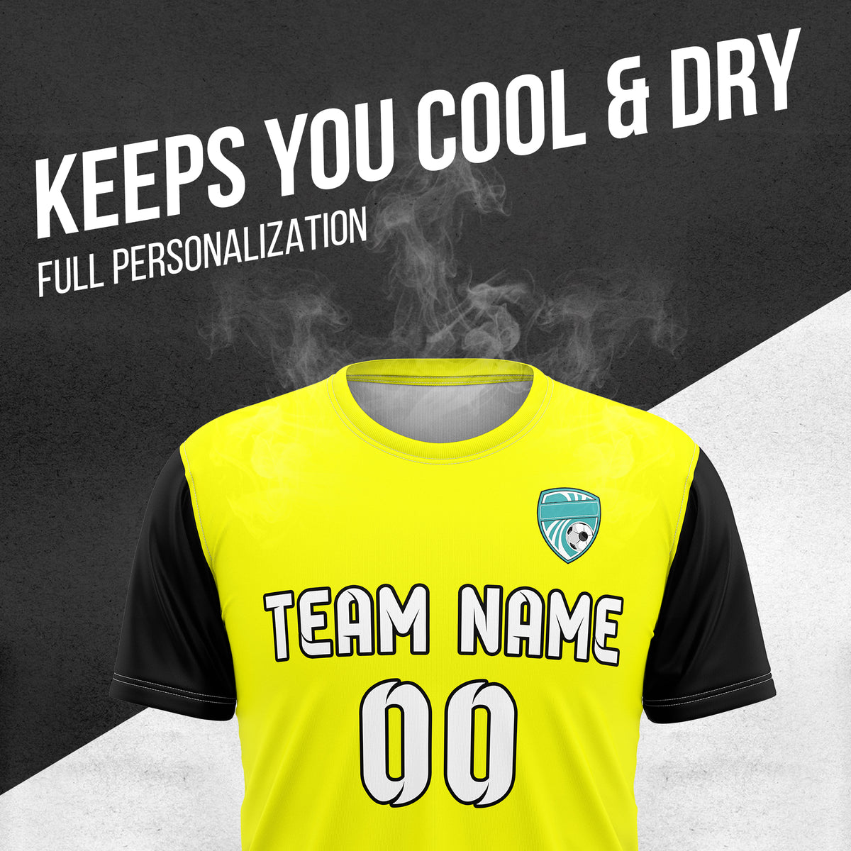 Custom BaseLine Stripe Yellow Soccer sport Tops Jersey