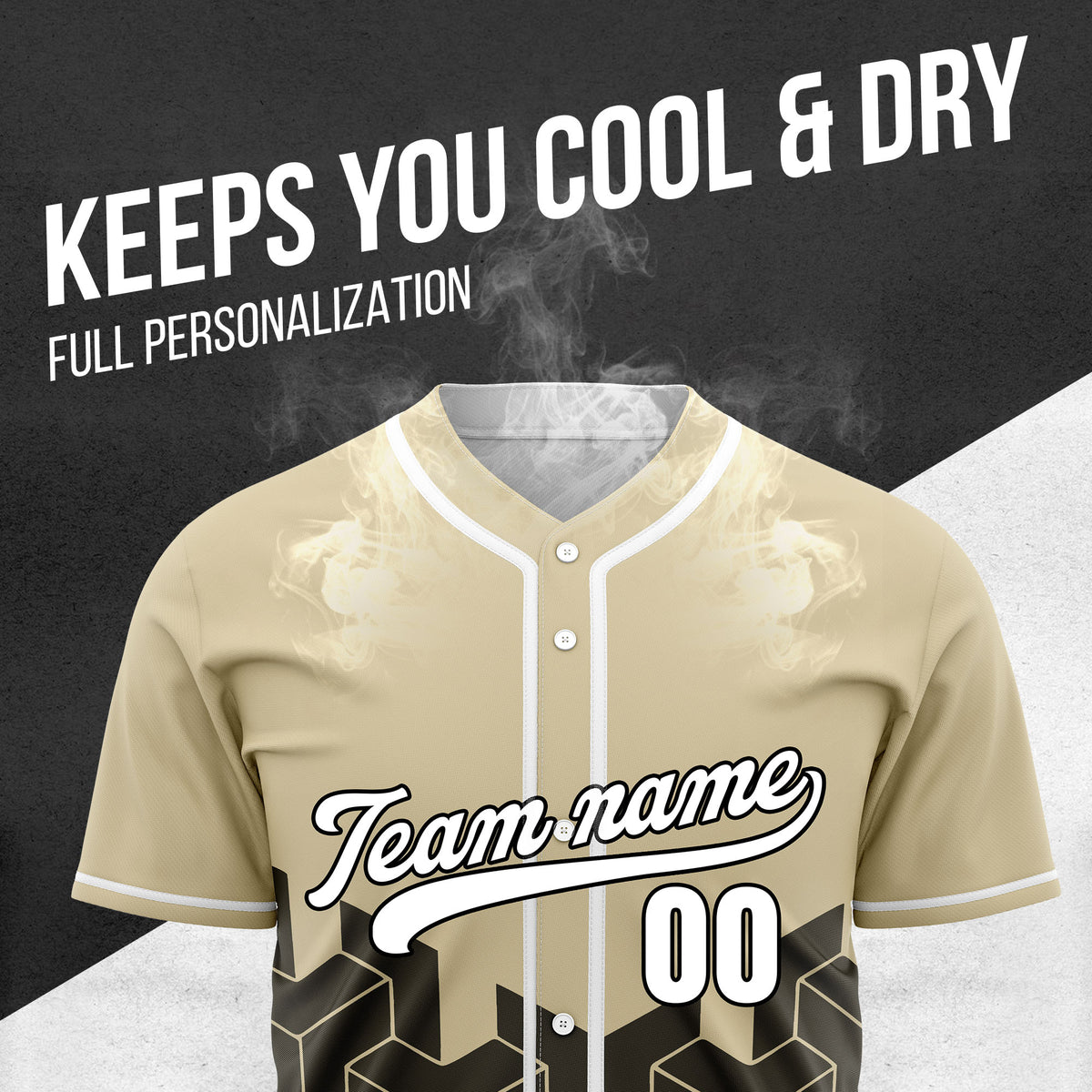 Custom Grid Iron Khaki Baseball Sports Jersey Personalized Uniform with Name & Number