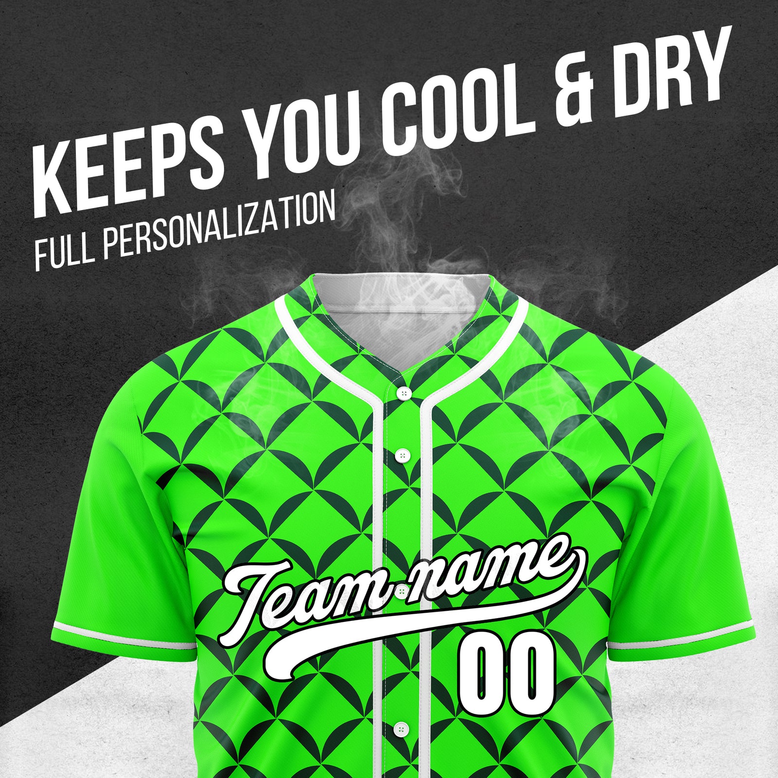 Custom Vertex Vibe Neon Green Baseball Sports Jersey Personalized Uniform with Name & Number