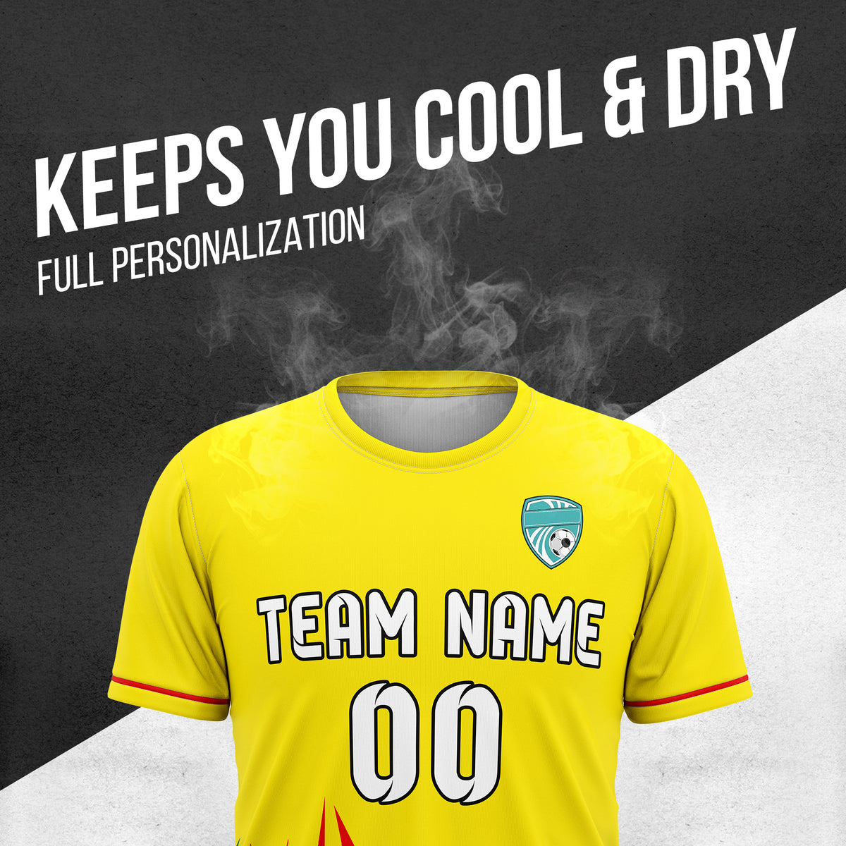 Custom Spark Strike R Side Pattern Soccer Yellow Sport Tops Jersey