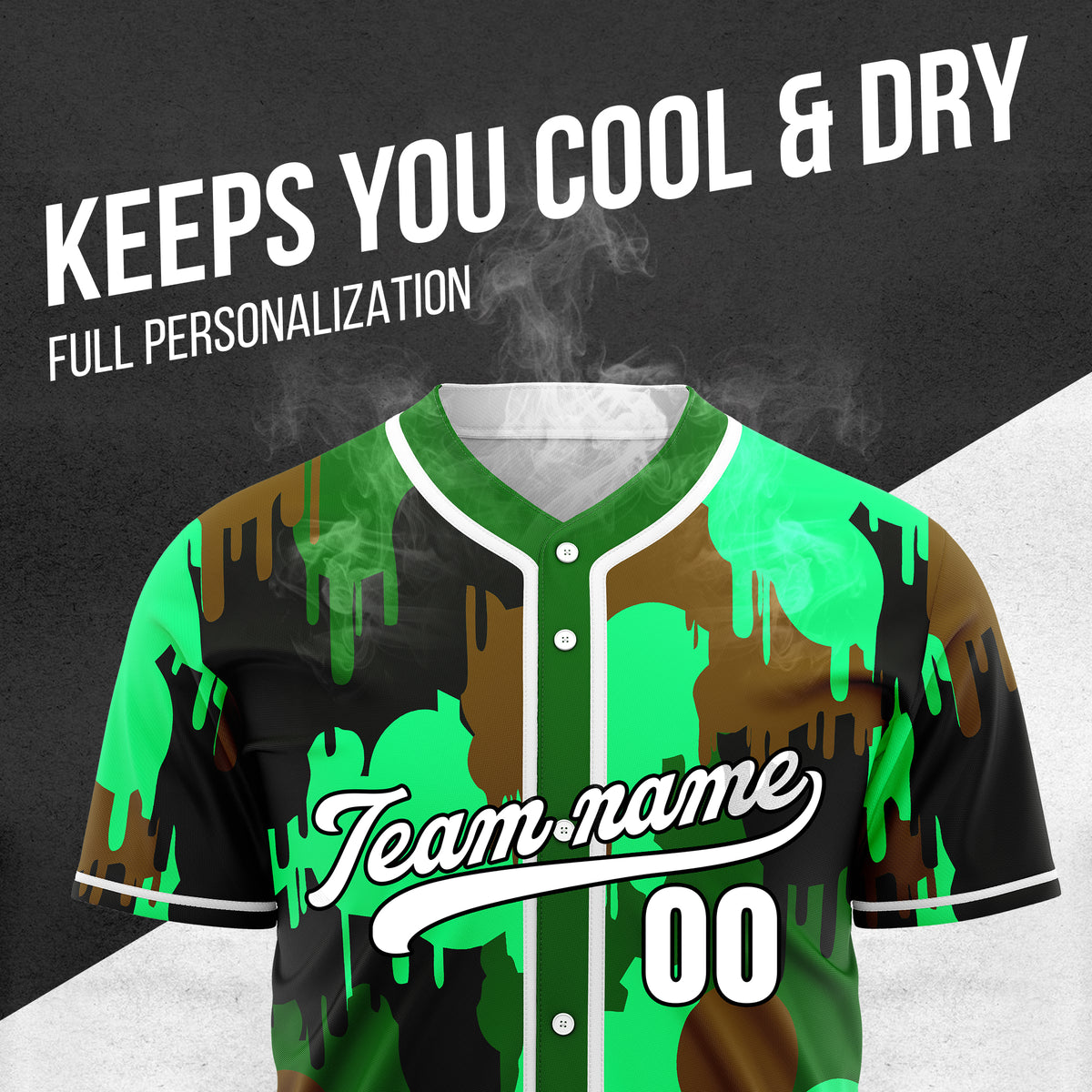 Custom Paint Hustlers Green Baseball Sports Jersey Personalized Uniform with Name & Number