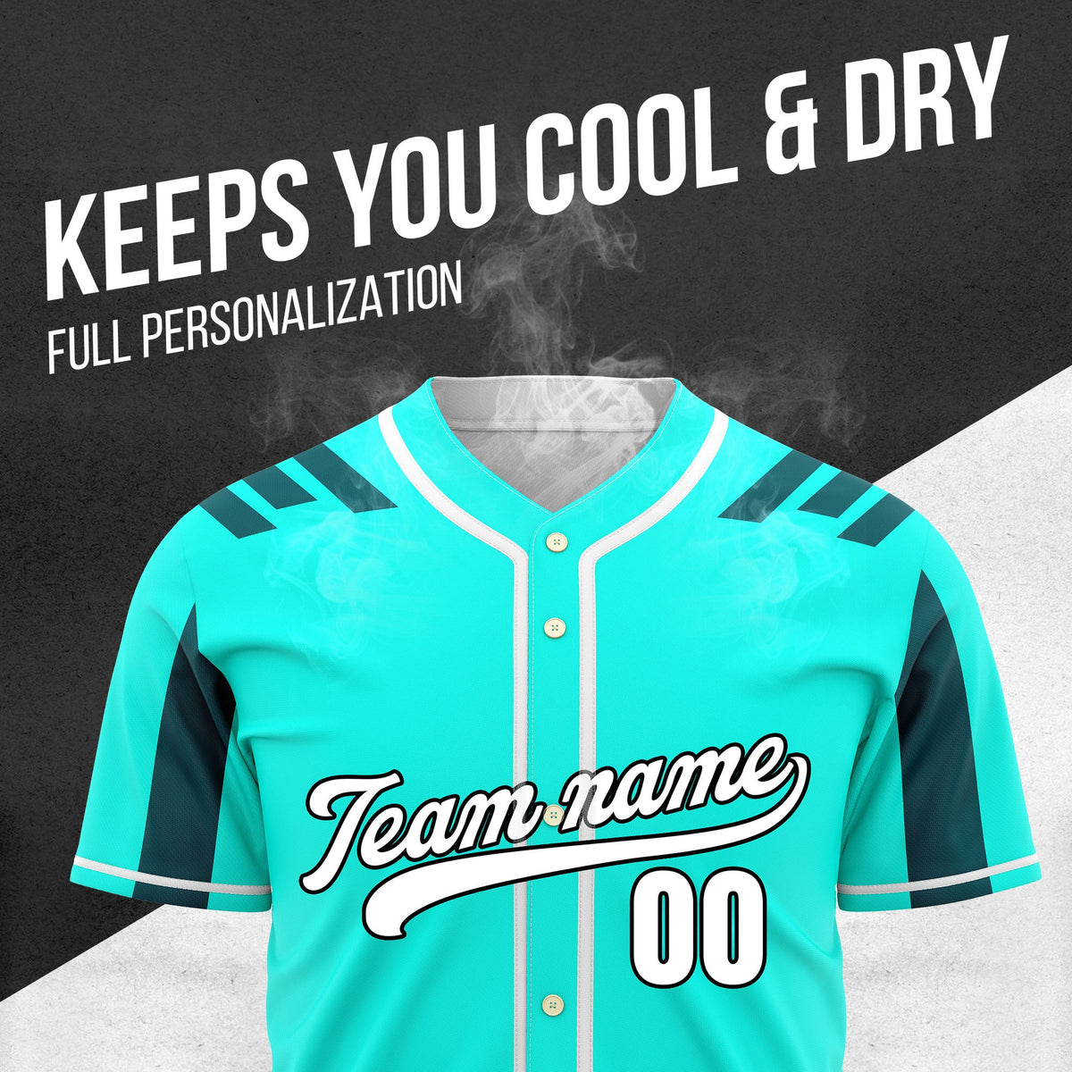 Custom Radiant Strike Aqua Raglan Style Baseball Sports Jersey Personalized Uniform with Name & Number