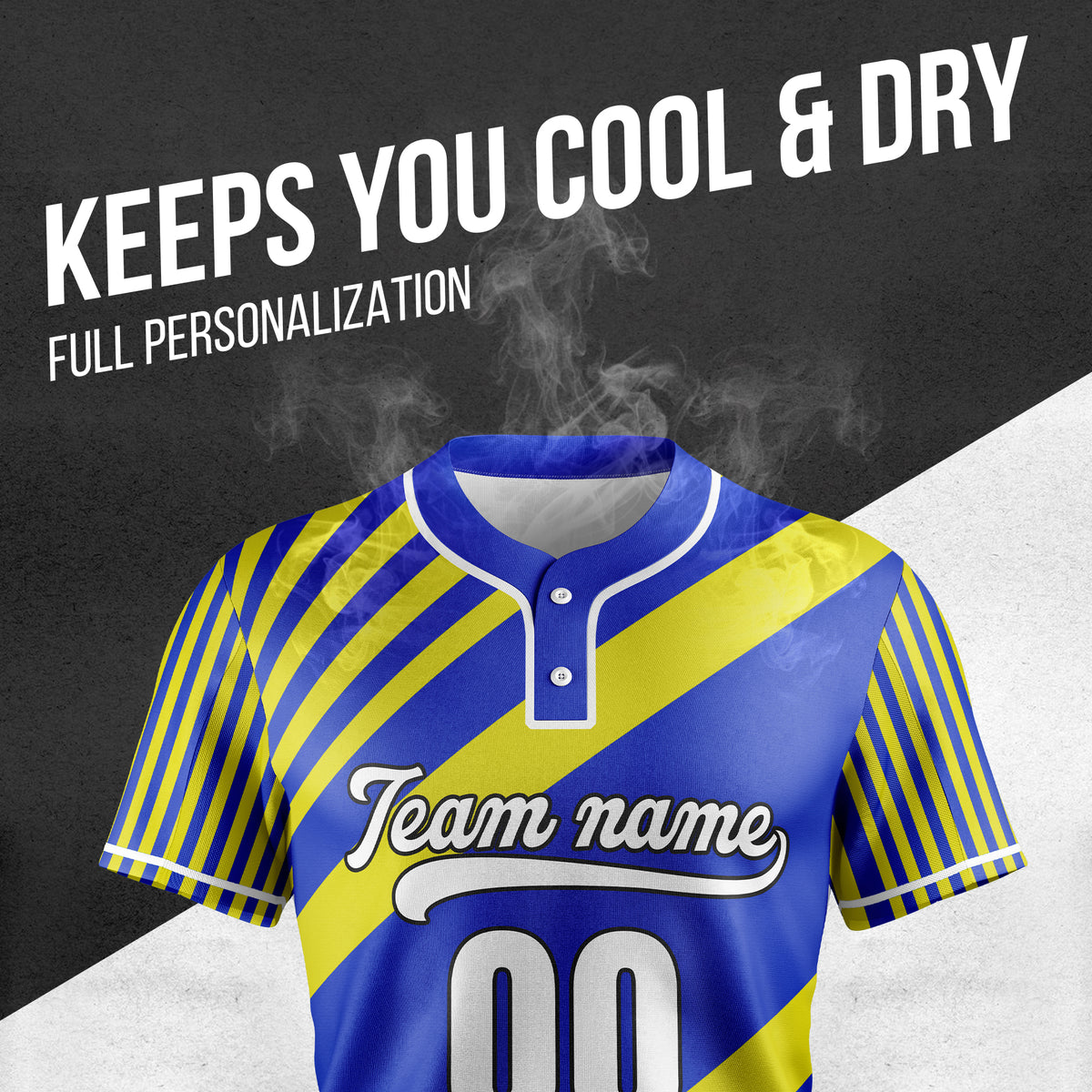 Custom Vibe Split Blue Baseball Sports Jersey Personalized Uniform with Name & Number