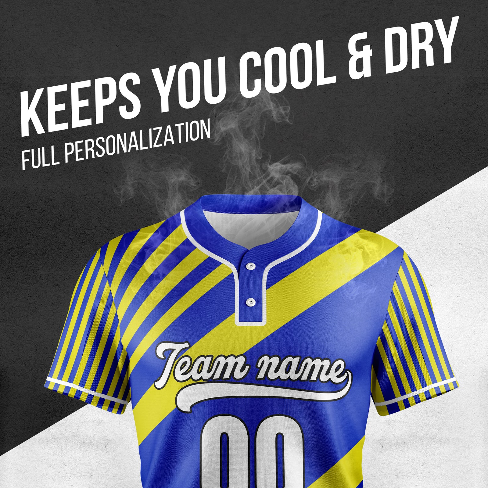 Custom Vibe Split Blue Baseball Sports Jersey Personalized Uniform with Name & Number