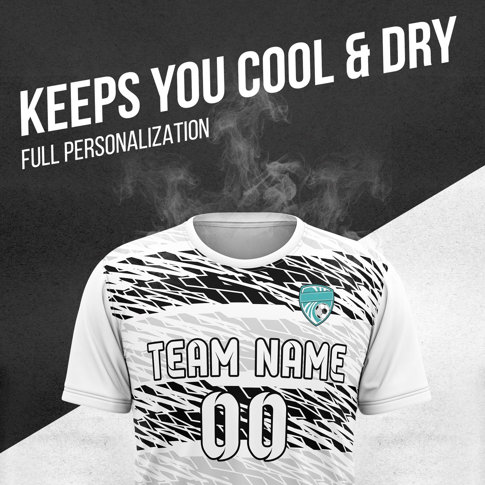 Custom Flare Strike R-Full Pattern Soccer White Sport Tops Jersey