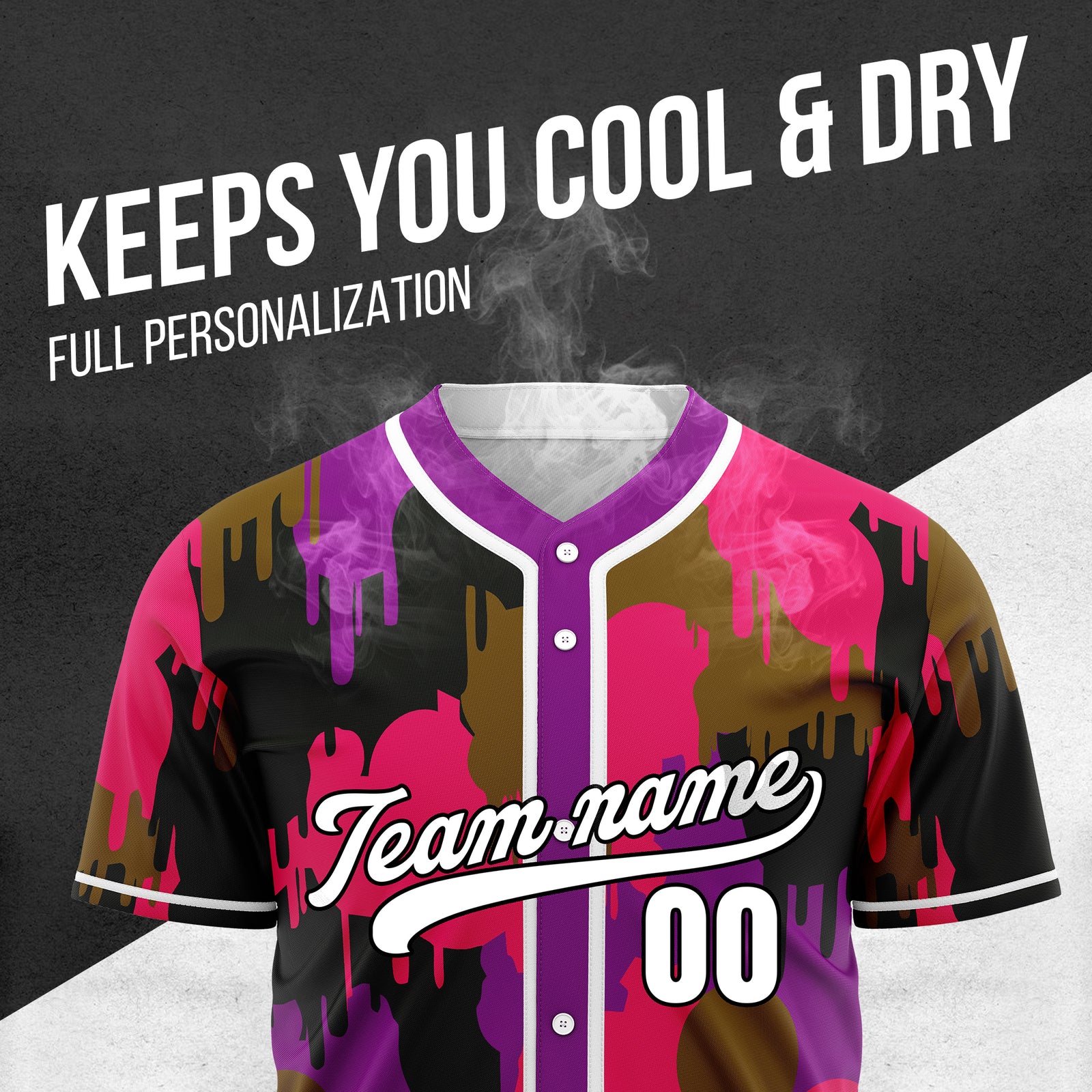 Custom Paint Hustlers Purple Baseball Sports Jersey Personalized Uniform with Name & Number