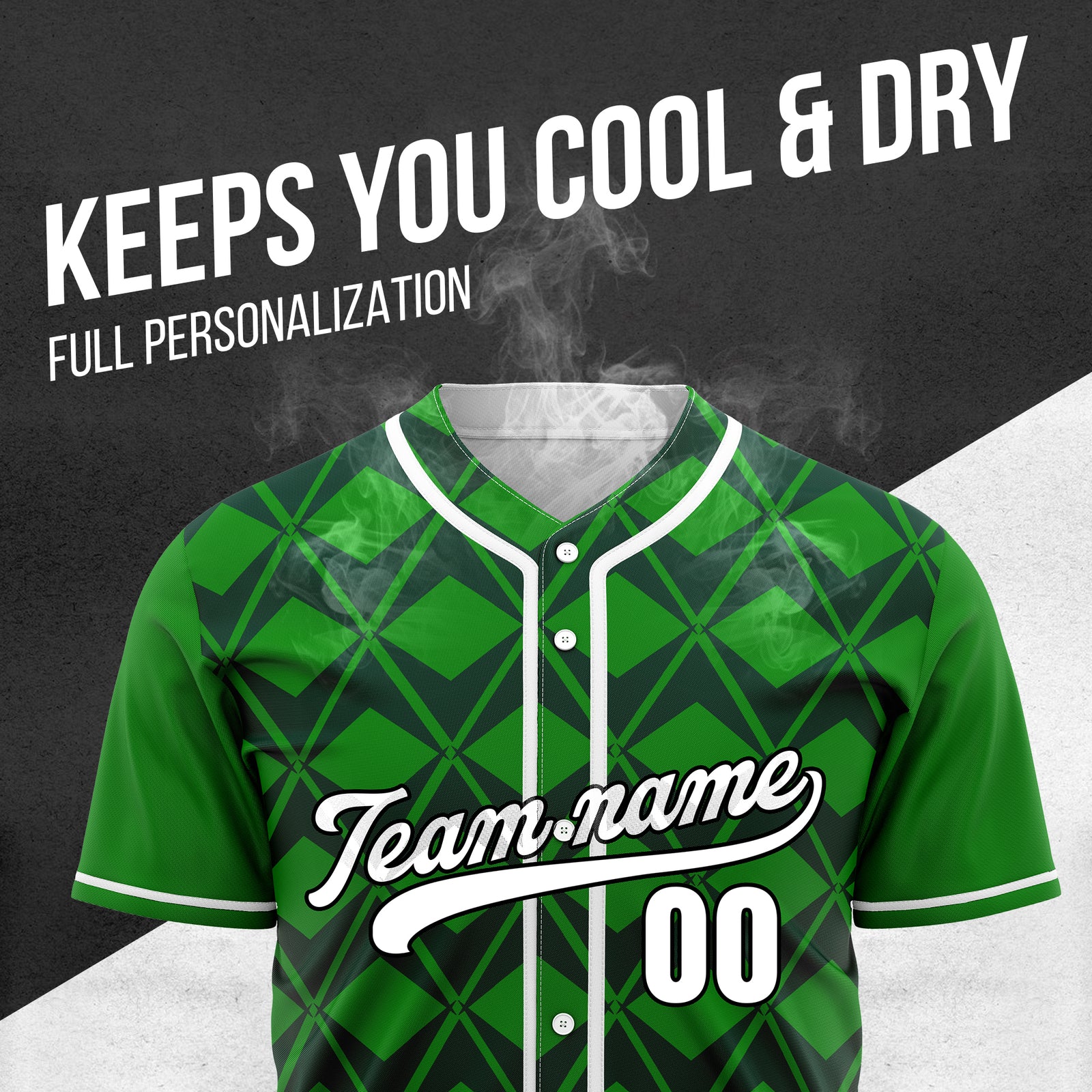 Custom Rhombus Blaze Green Baseball Sports Jersey Personalized Uniform with Name & Number