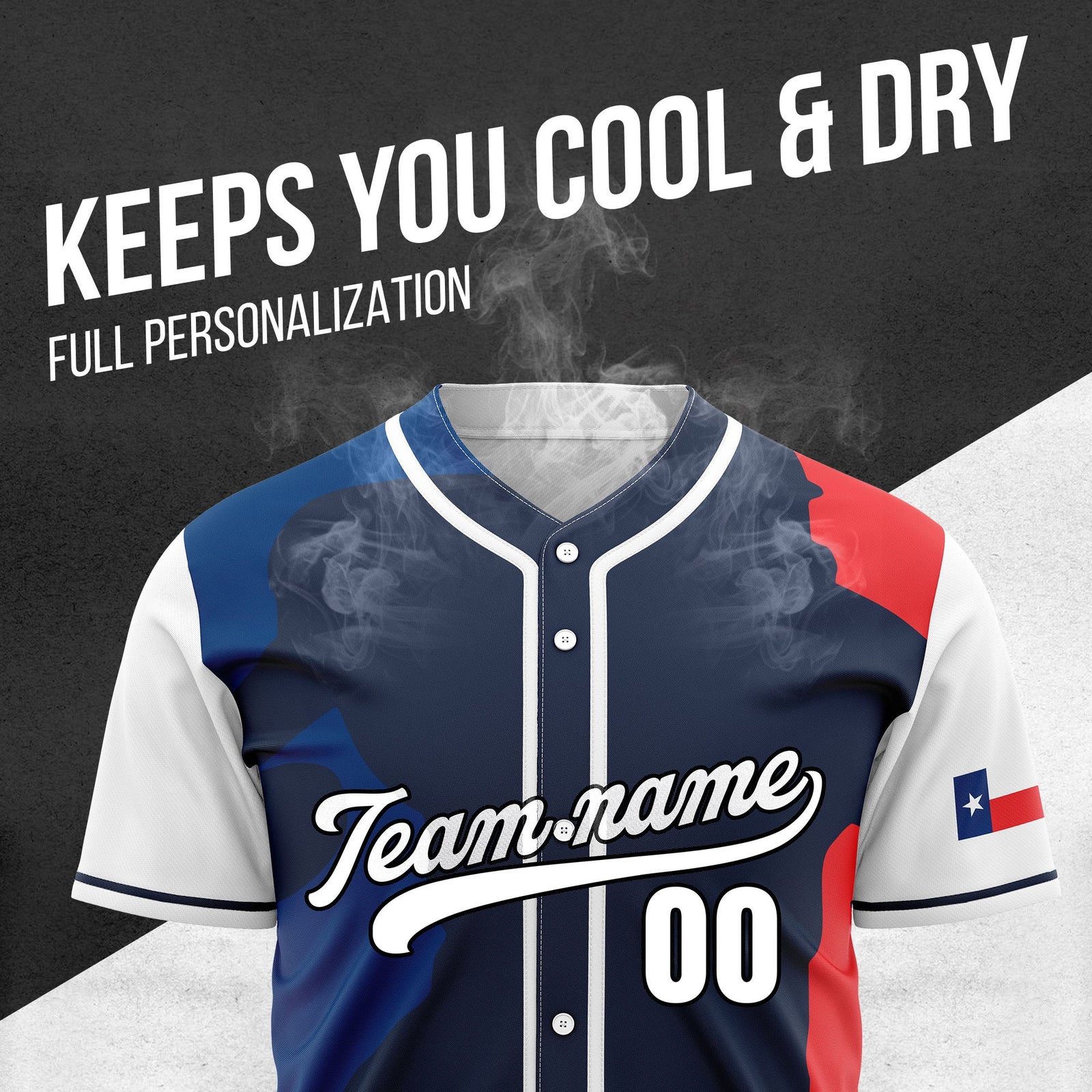 Custom Texas Freedom Baseball Sports Jersey Personalized Uniform with Name & Number
