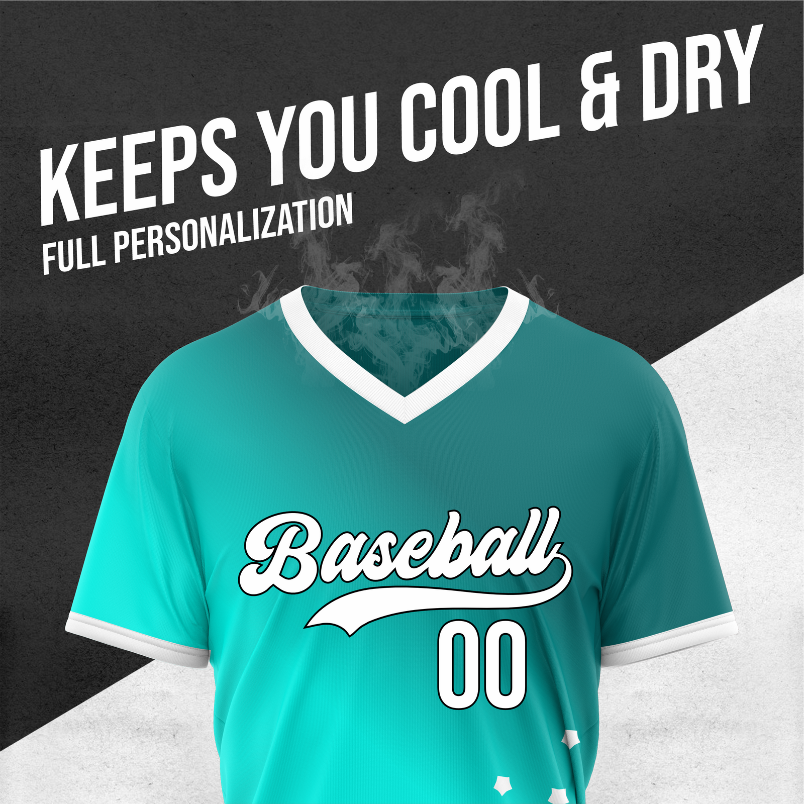 Custom Twilight Stars Baseball Aqua Sports Jersey Personalized Uniform with Name & Number