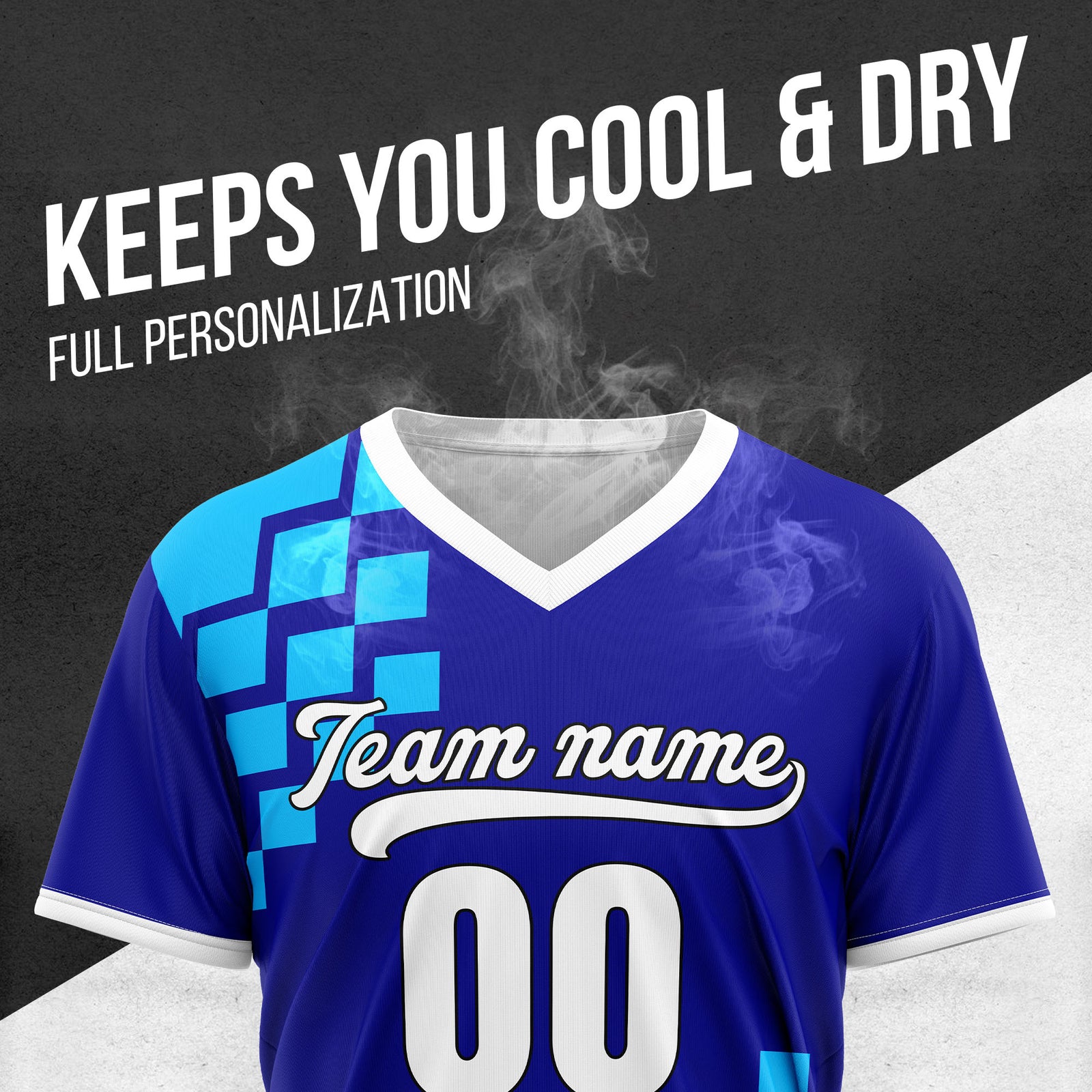 Custom Shadow Pixel Blue Baseball Sports Jersey Personalized Uniform with Name & Number