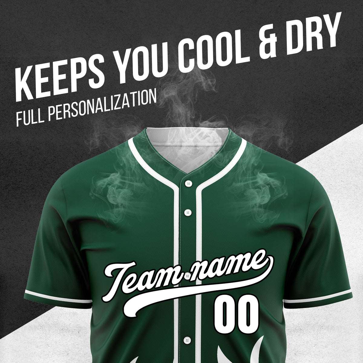 Custom Burnout Green Baseball Sports Jersey Personalized Uniform with Name & Number