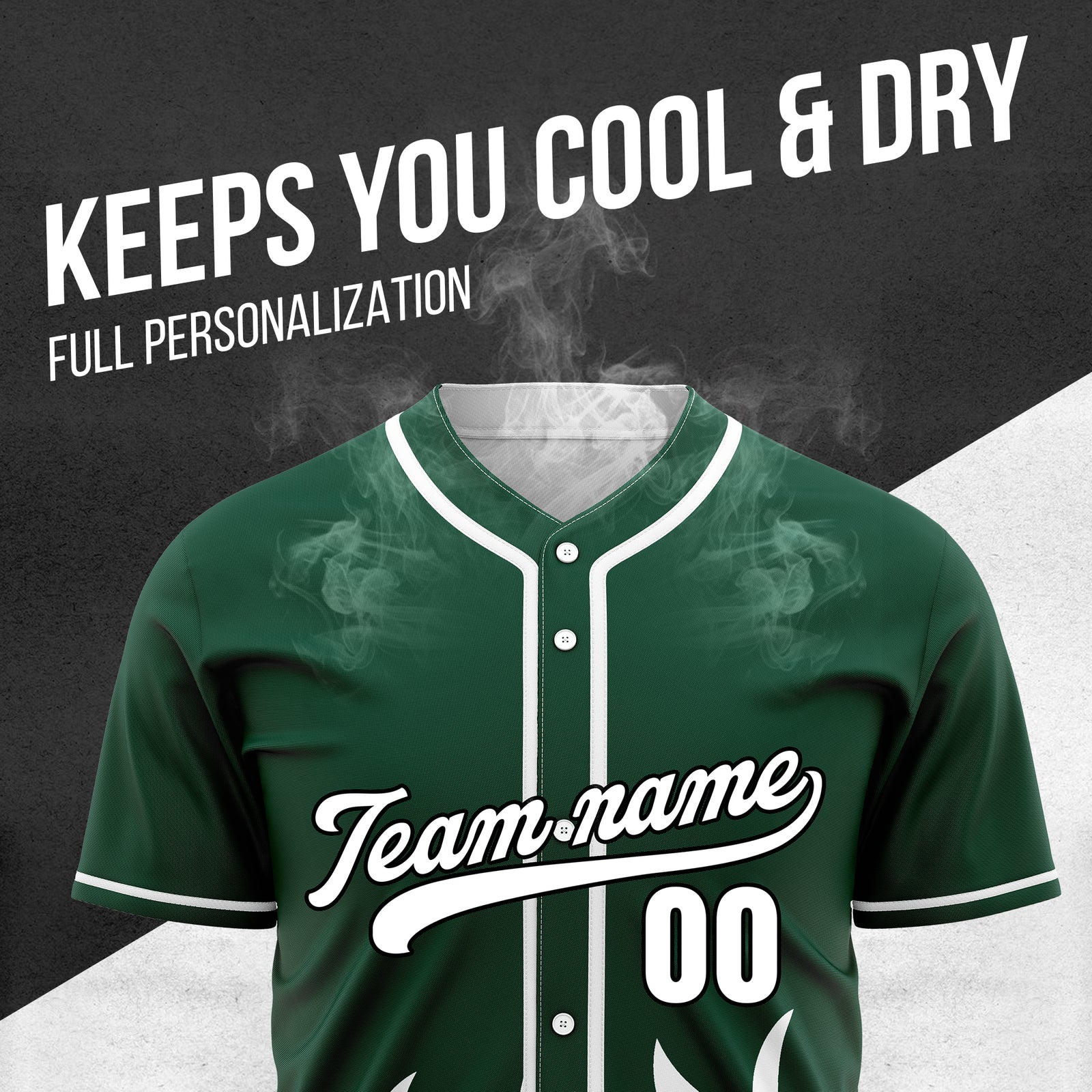 Custom Burnout Green Baseball Sports Jersey Personalized Uniform with Name & Number