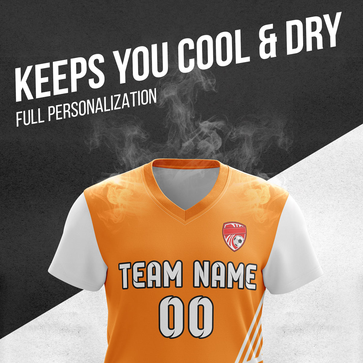 Custom Rapid Line V-Side Pattern Orange Soccer sport Tops Jersey