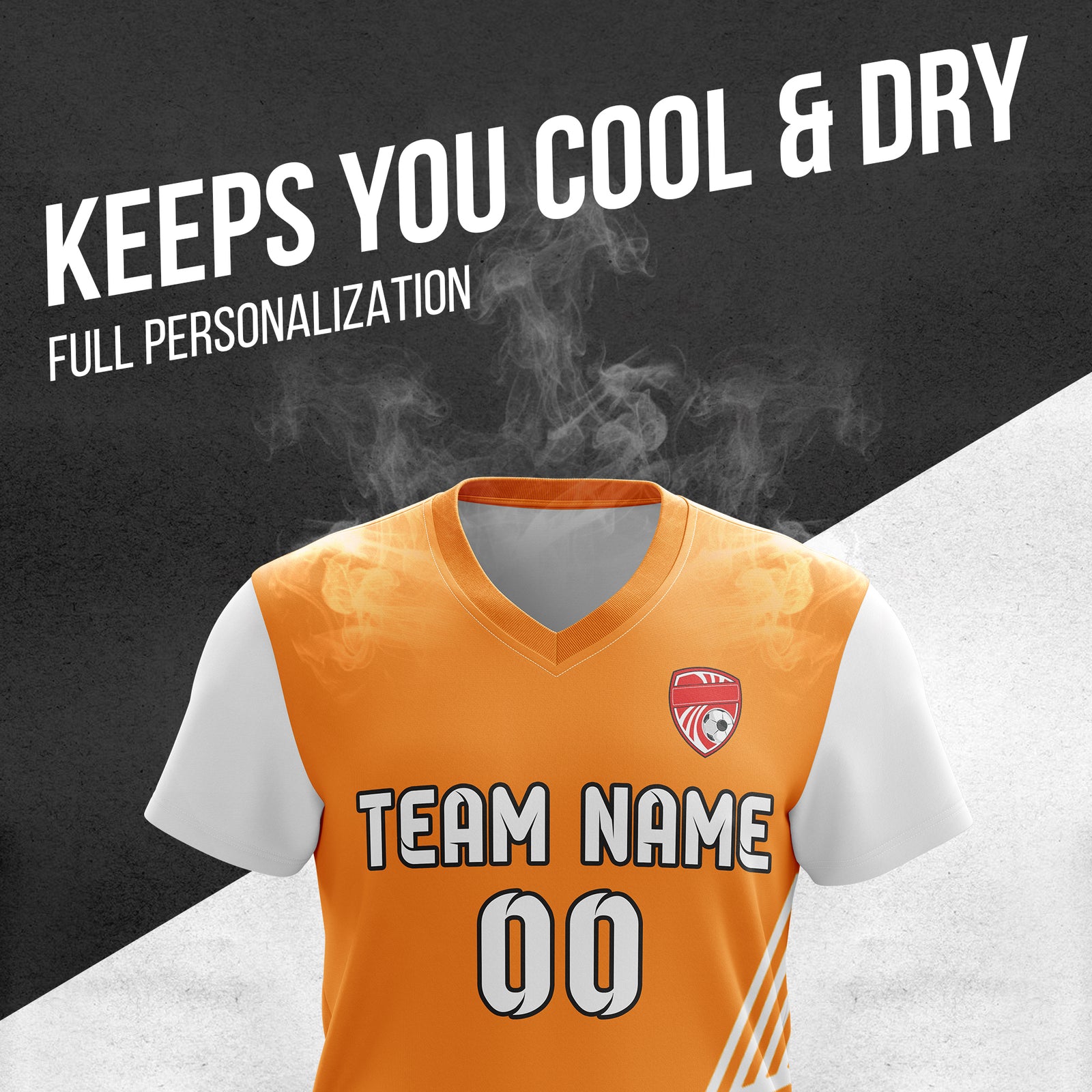 Custom Rapid Line V-Side Pattern Orange Soccer sport Tops Jersey