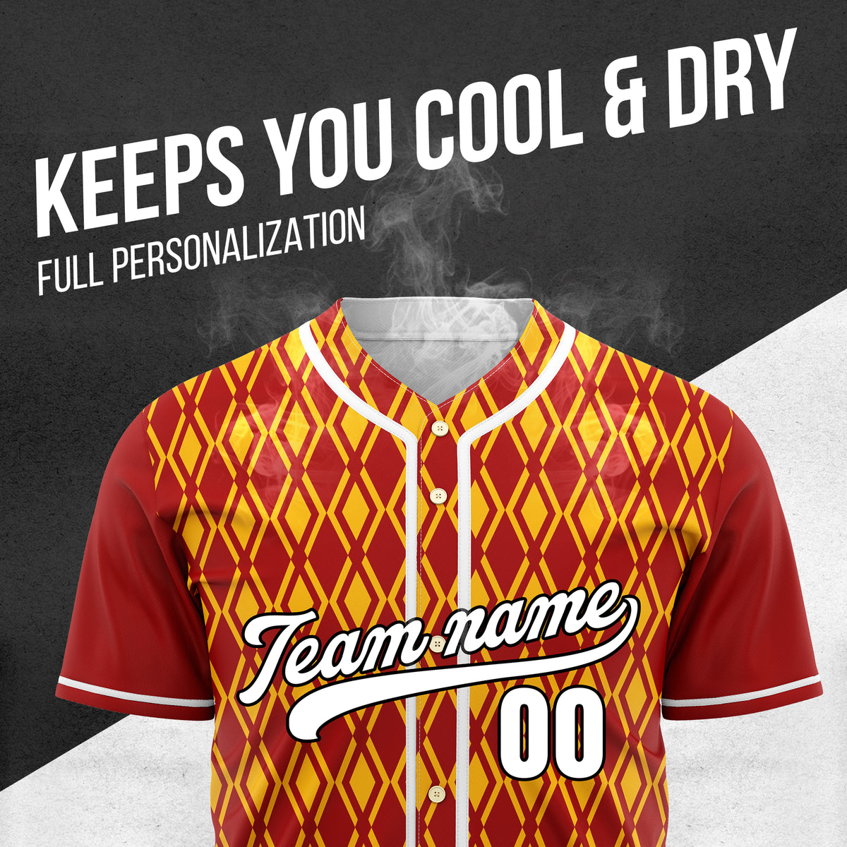 Custom Rhombic Edge Red Baseball Sports Jersey Personalized Uniform with Name & Number
