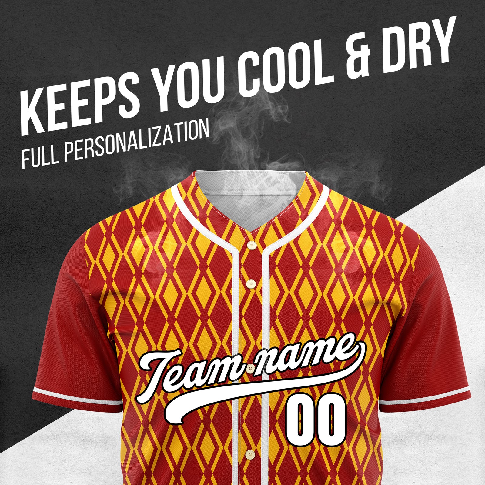 Custom Rhombic Edge Red Baseball Sports Jersey Personalized Uniform with Name & Number