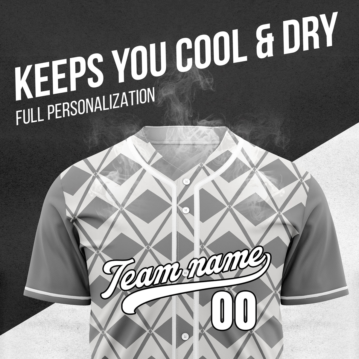 Custom Rhombus Blaze Grey Baseball Sports Jersey Personalized Uniform with Name & Number