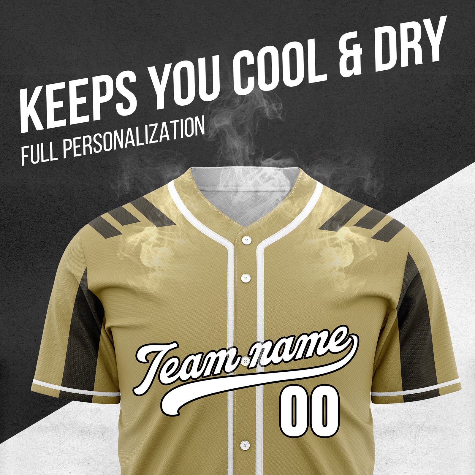 Custom Radiant Strike Khaki Raglan Style Baseball Sports Jersey Personalized Uniform with Name & Number